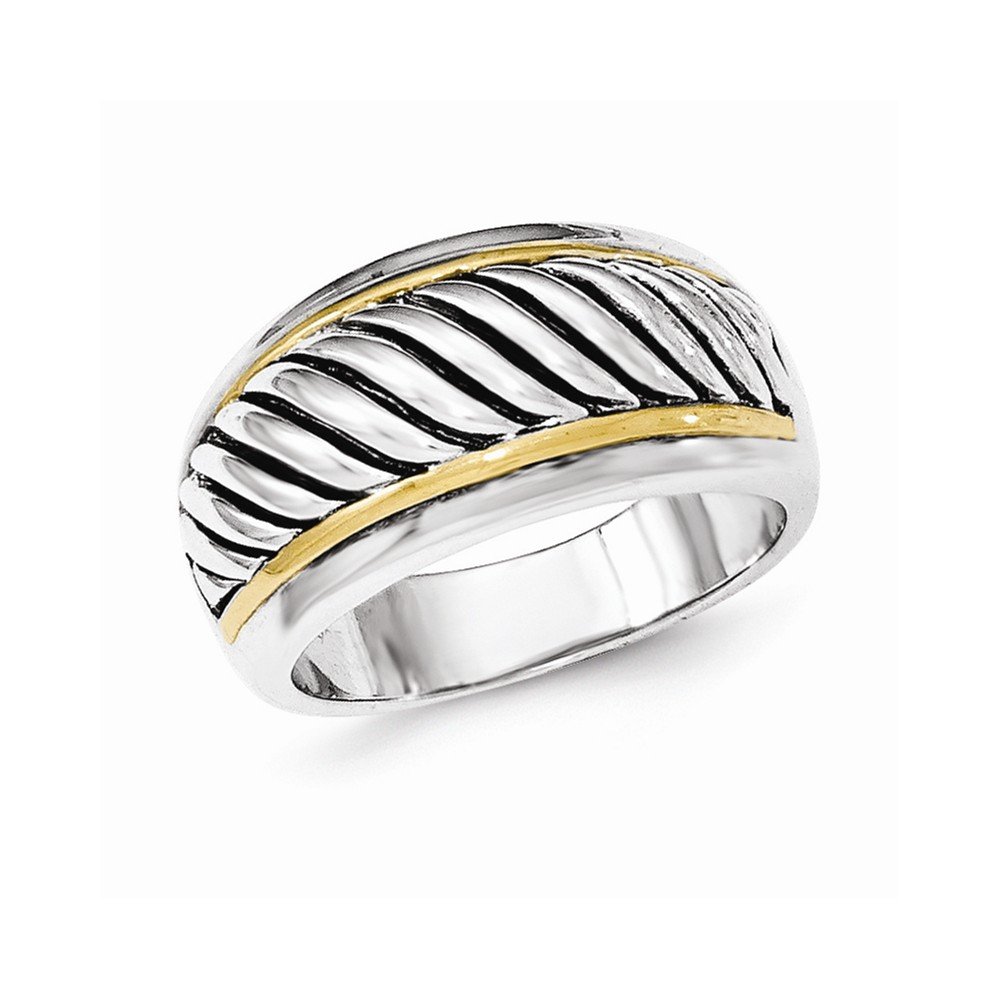 Vintage Style Sterling Silver Gold-Tone Ring for Women - Elegant Antique Jewelry Gift for Anniversary, Wedding, or Special Occasion