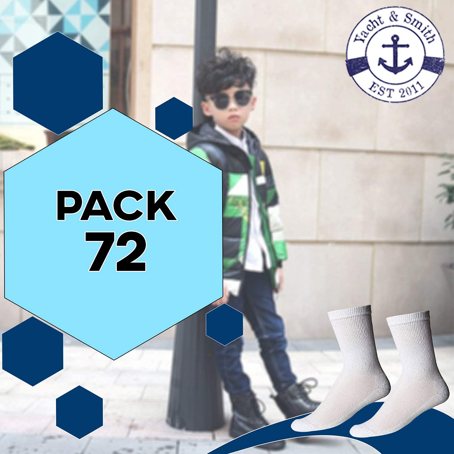 Wholesale Bulk Kids Athletic Socks - Yacht & Smith Children's Sports Crew Socks | Case Pack by SOCKS'NBULK | Perfect for School Sports, Team Uniforms & Daily Activities