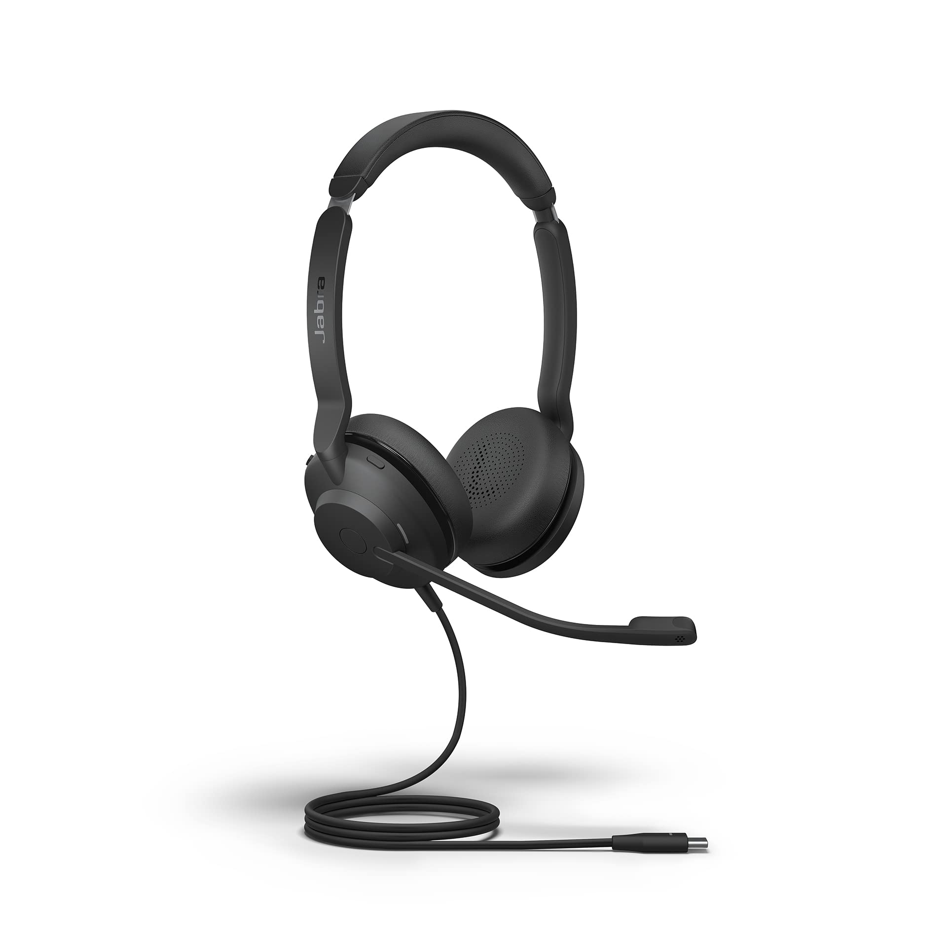 Jabra Evolve2 30 MS Wired USB-C Stereo Headset - Lightweight Office Headphones with Dual Noise-Canceling Mics for Clear Calls | Comfortable for Working from Home, Call Centers & Remote Teams (Renewed, Black)