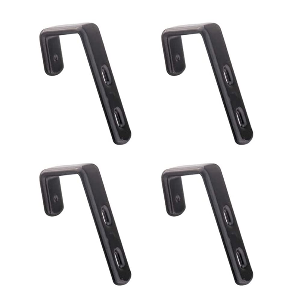 4PCS Heavy Duty Iron Bunk Bed Ladder Hooks - PVC Coated Stainless Steel Angled Brackets for Loft Beds, Garage Storage & Utility Hanging - Durable Hardware for Home Organization & Space Saving Solutions
