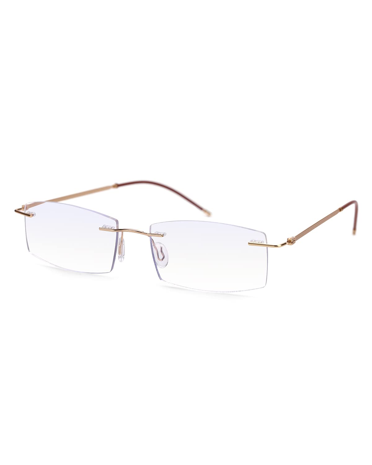 TERAISE Rimless Reading Glasses for Men & Women - Lightweight Metal Frame Clear Lens Readers with Blue Light Blocking - Perfect for Computer Work, Reading & Screen Time