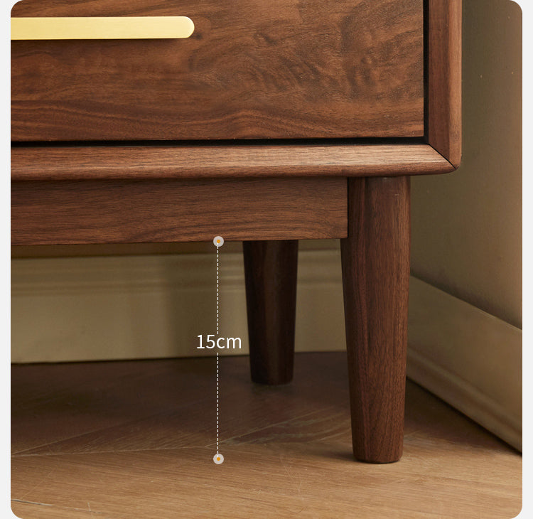 Solid Black Walnut Wood Nightstand - Bedside Table with Drawer for Bedroom Furniture, Modern Home Decor & Storage Solution