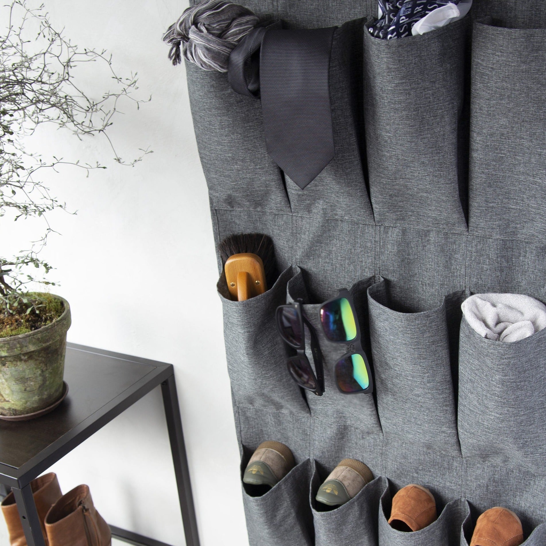 Hanging Pocket Organizer - Grey or Beige - Perfect for Closet, Bathroom, Nursery & Office Storage Solutions