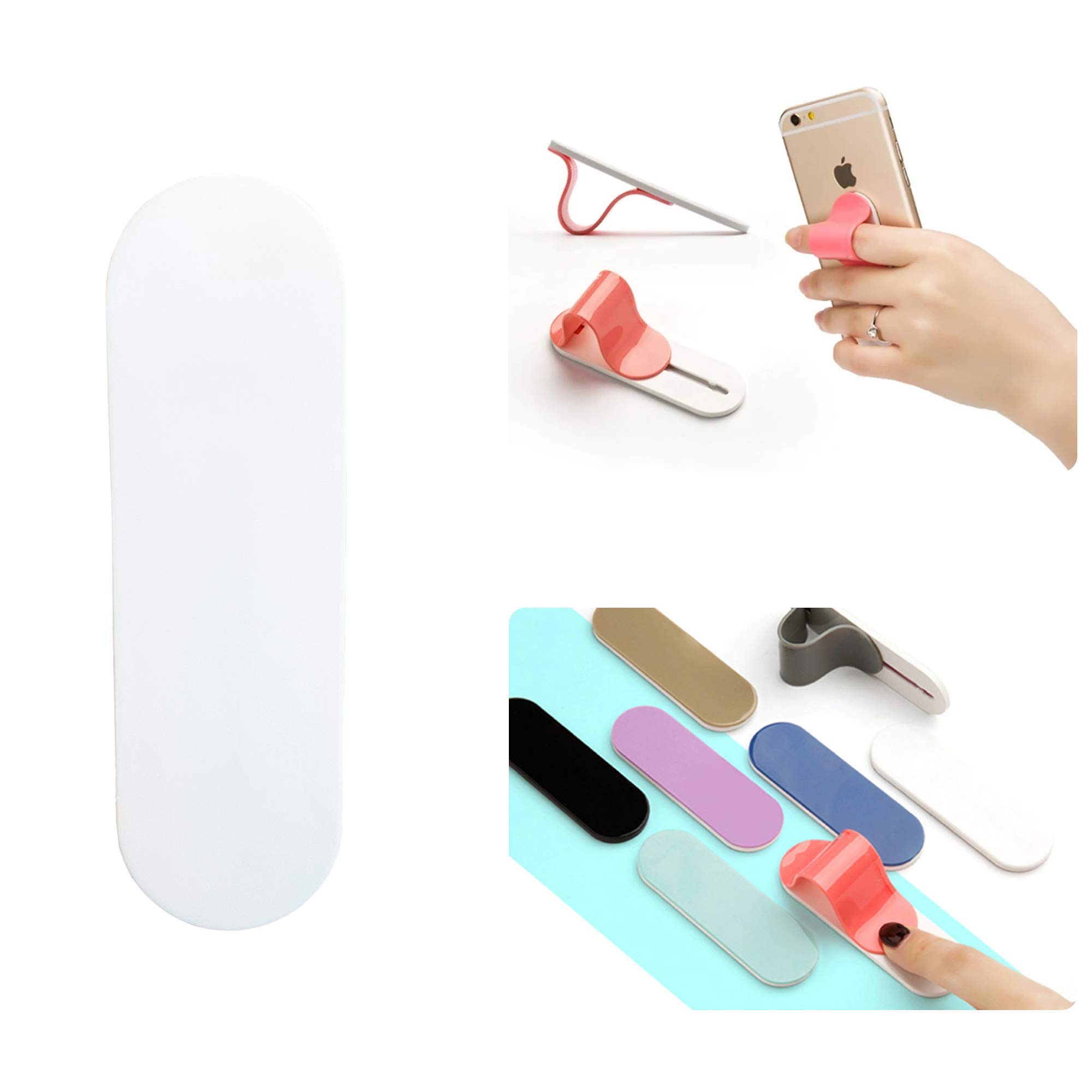 ZOQIZA Universal Phone Grip Holder - Finger Strap Kickstand for All Smartphones | Classic TPU White | Perfect for One-Hand Use, Selfies & Video Watching