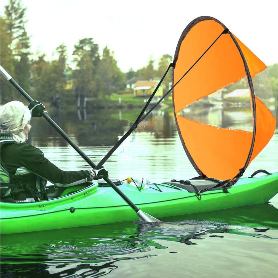Foldable Kayak Wind Sail with Clear Window - Portable Downwind Sail Paddle for Inflatable Boats & Kayaks | Kayak Accessories for Downwind Paddling | Perfect for Fishing, Touring & Water Sports Adventures