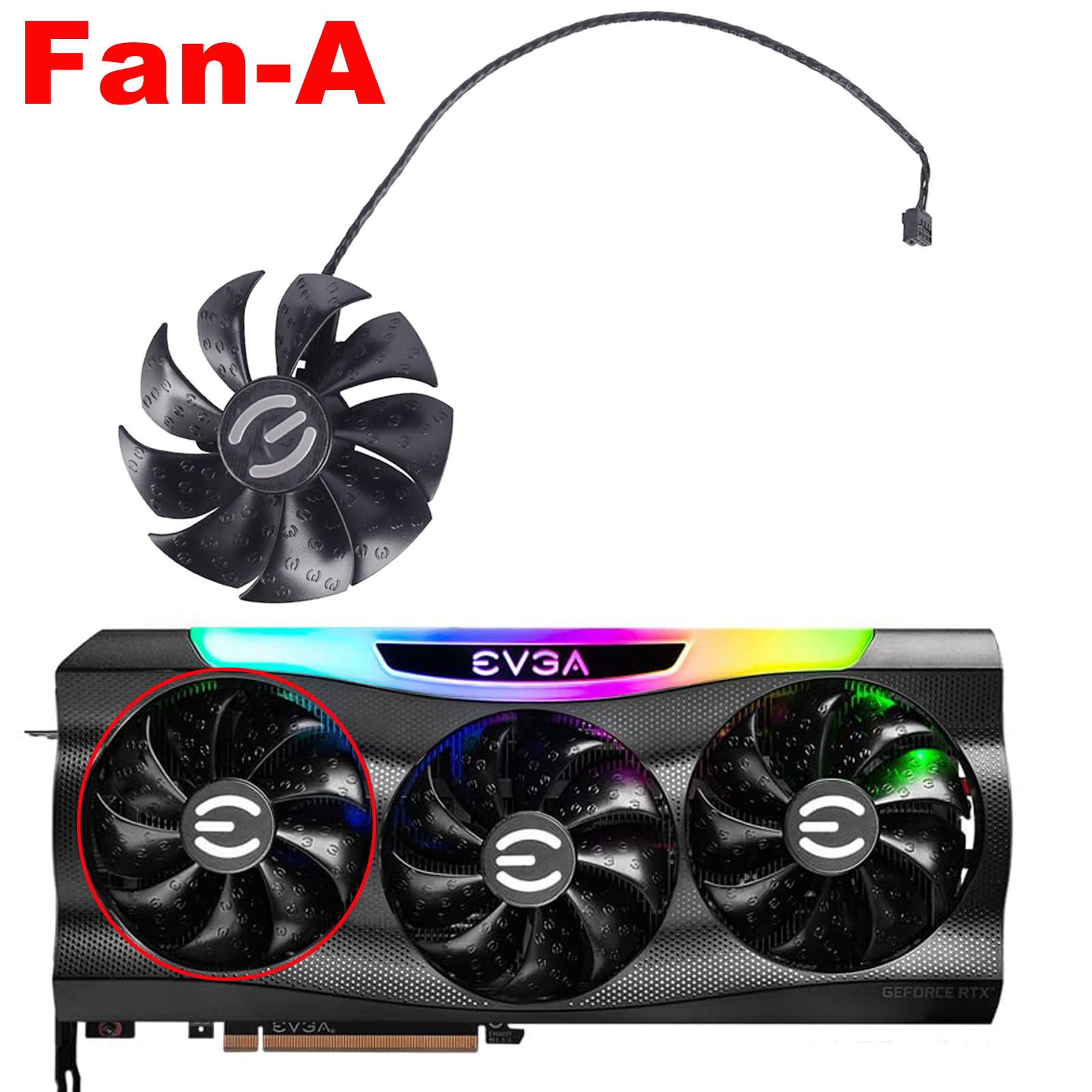 EVGA RTX 3070 3080 TI 3090 FTW3 Ultra GPU Cooling Fan Replacement - PLD09220S12H Graphics Card Fan (Fan-A) for Enhanced Gaming & Mining Performance