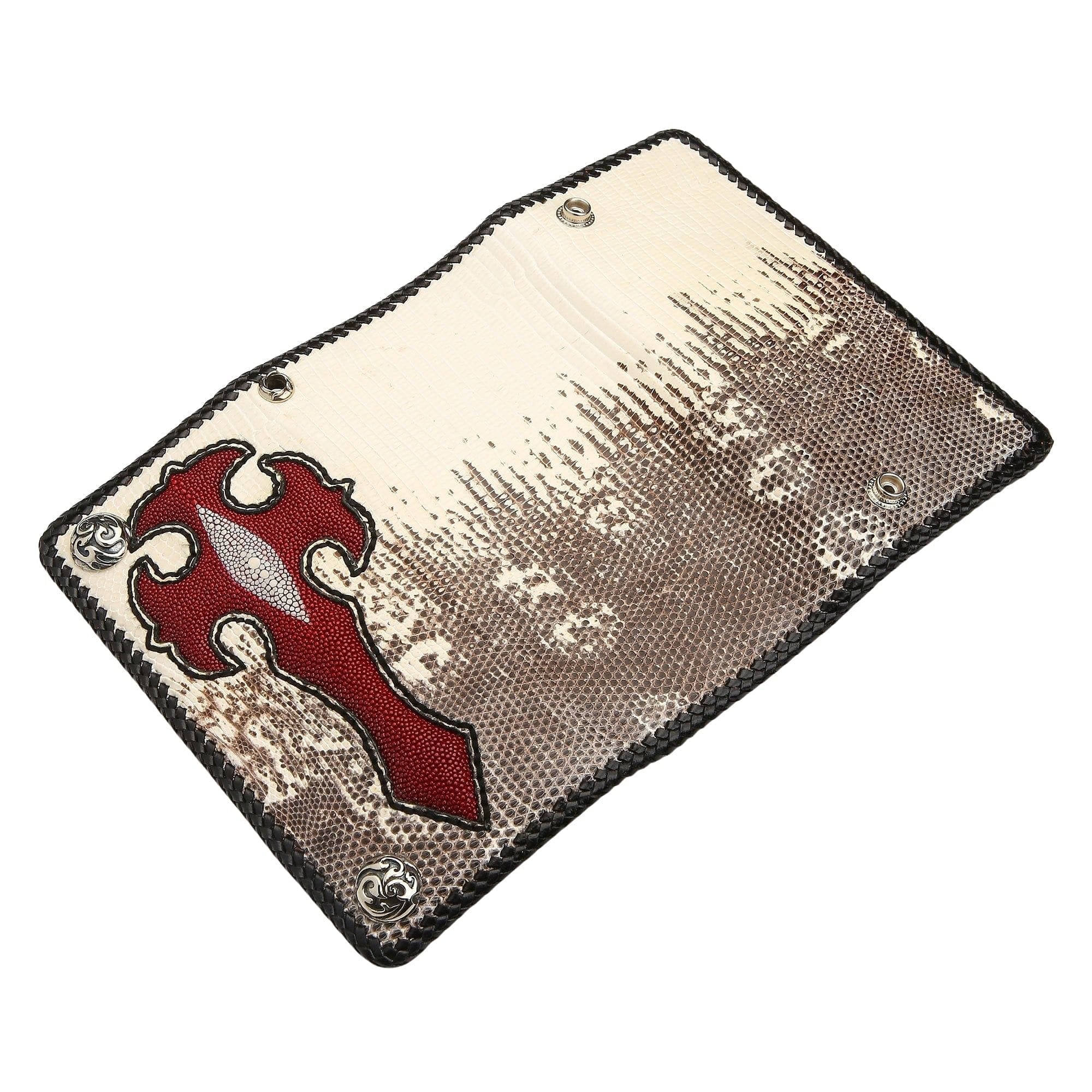 Premium Stingray Cross Lizard Leather Biker Wallet for Men - RFID Blocking Slim Bifold Wallet - Perfect for Motorcycle Riders & Everyday Carry