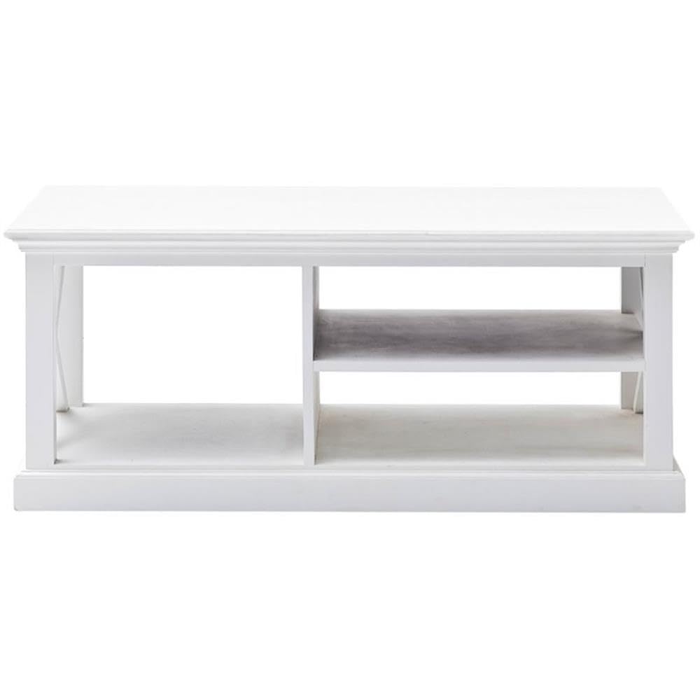 NovaSolo Halifax Pure White Mahogany Wood Coffee Table - Modern Living Room Centerpiece for Home Decor & Entertainment Spaces