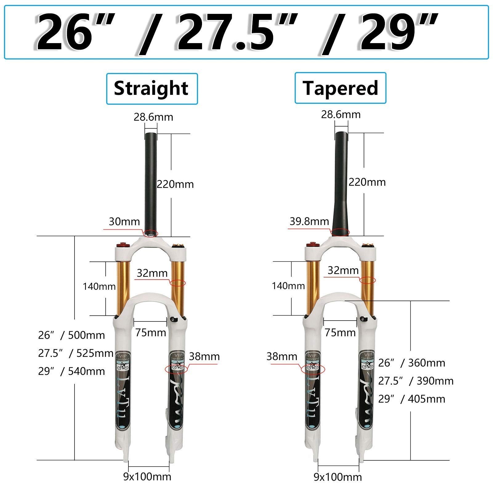 **26/27.5/29 Inch Mountain Bike Suspension Fork - 1-1/8