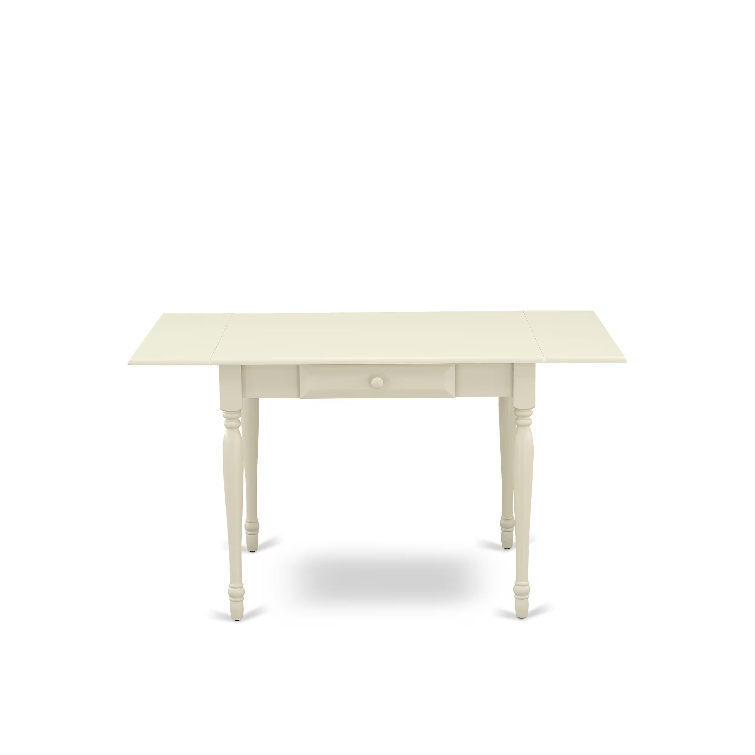 East West Furniture MZNO3-LWH-W 3-Piece Kitchen Table Set for Small Spaces - 36x54 Inch Rectangle Drop Leaf Dining Table with 2 Solid Wood Chairs, Linen White - Perfect for Apartments, Breakfast Nooks & Cozy Dining Areas