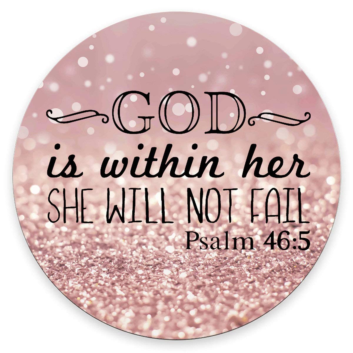 Psalm 46:5 God is Within Her She Will Not Fall - Inspirational Bible Verse Purple Glitter Mouse Pad with Non-Slip Rubber Base | Perfect for Office, Gaming & Christian Gift Ideas