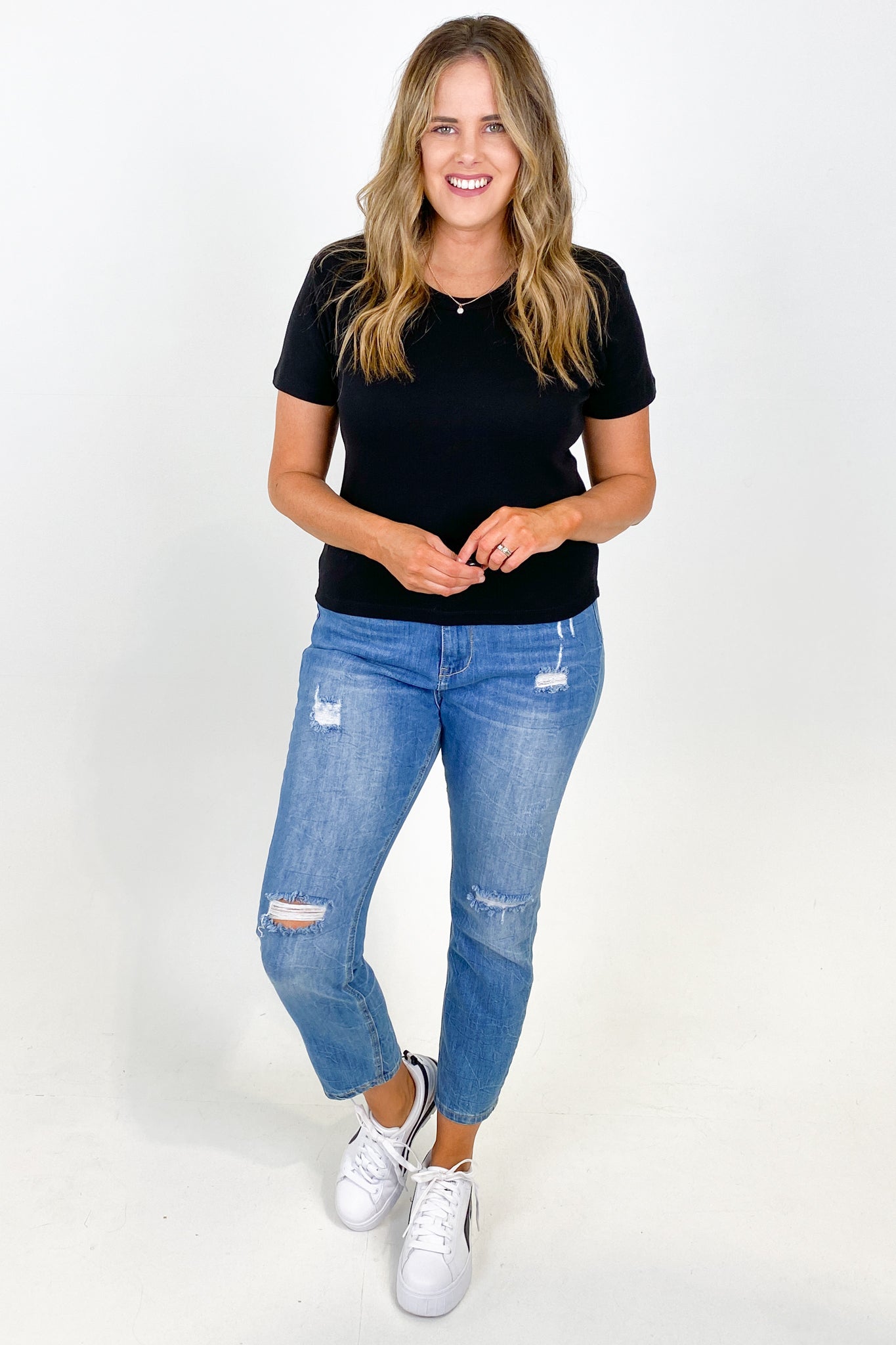 AS Colour Organic Rib Baby Tee - Soft Cotton Black T-Shirt for Women | Perfect for Casual Wear, Layering & Everyday Comfort