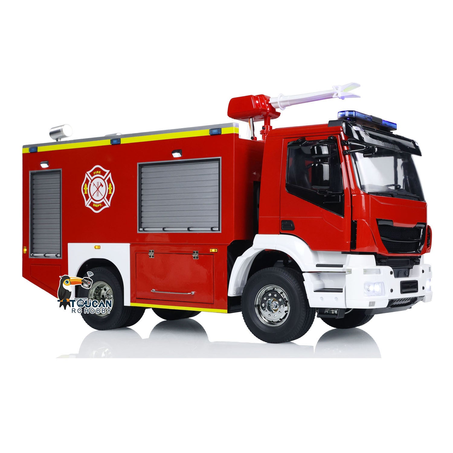 1/14 Scale RC Fire Truck - 4x2 Remote Control Fire Rescue Vehicle with 2-Speed Transmission, LED Lights & Sound Effects - ST8 System for Hobbyists & Collectors - Perfect for Playtime, Gifts & Model Displays