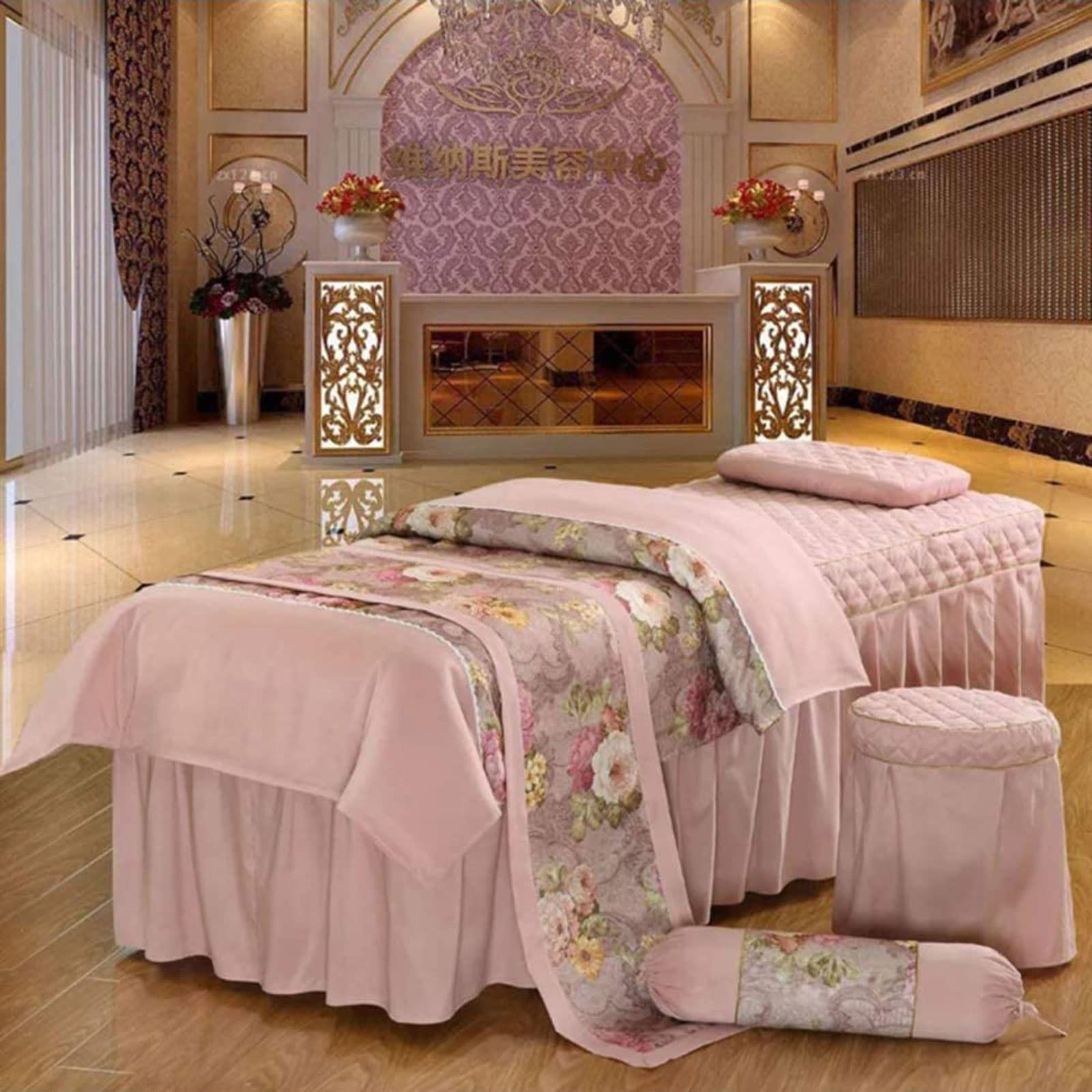 ZCRAFT 4-Piece Massage Table Sheet Set - Soft Beauty Bed Cover & Skirt for Spa, Salon, and Home Use - 180x60cm (71x24inch) - Ideal for Professional Massage, Facial Treatments, and Relaxation Therapy