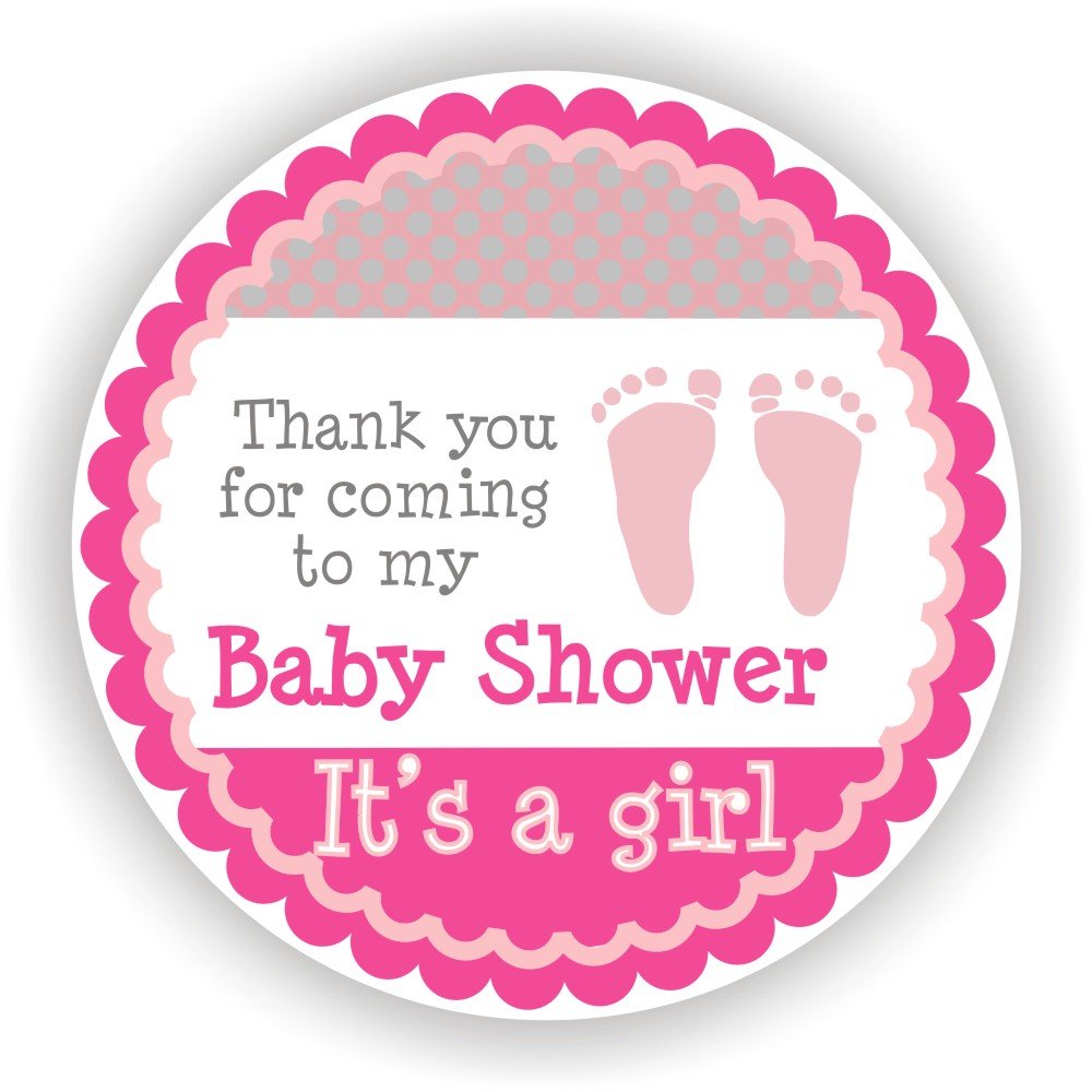 Philly Art & Crafts Baby Girl Shower Stickers - It's a Girl Baby Shower Favor Stickers - Pink Baby Footprint Stickers - Set of 40 - Perfect for Baby Shower Decorations, Invitations, Gift Tags & Scrapbooking