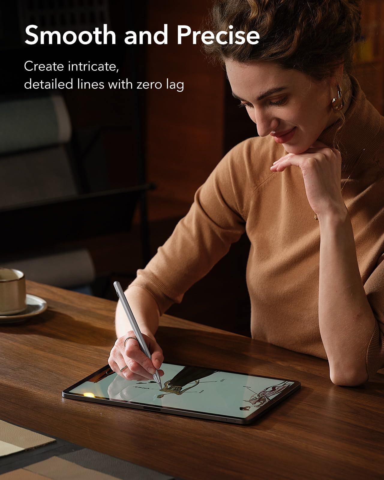 ESR 2nd Gen Magnetic Wireless Charging Stylus Pen for iPad - Tilt Sensitivity & Palm Rejection Compatible with iPad Pro 12.9/11, iPad Air 5/4, iPad Mini 6 (Dark Silver) | Perfect for Digital Art, Note-Taking & Professional Design Work