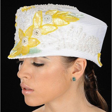 NA1023 Elegant Women's Designer Hat with Pearl Trims & Sequins - Perfect for Weddings, Parties & Special Occasions