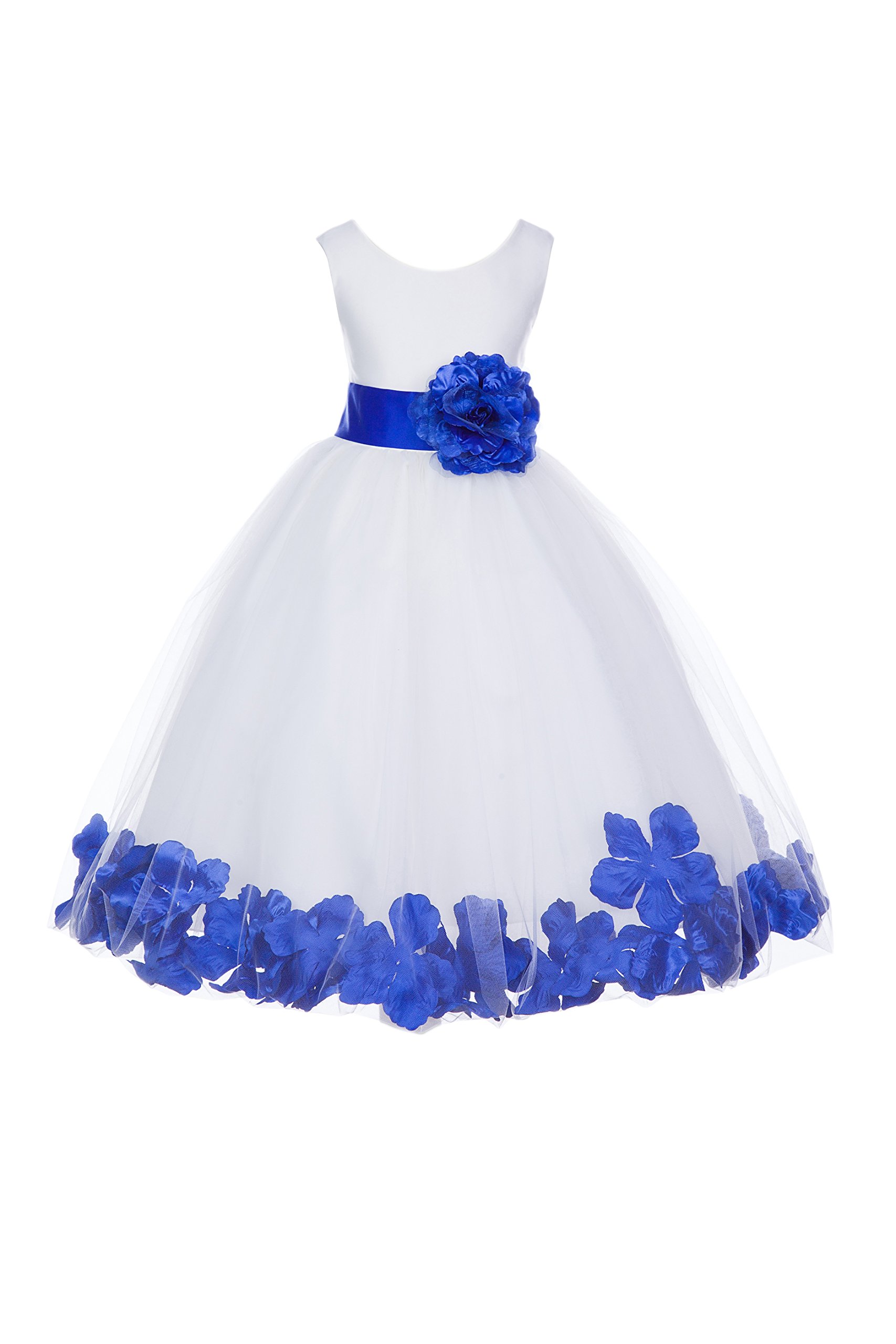 White Tulle Rose Petals Flower Girl Dress - Elegant Christening Gown for Baby Girls (Style 302T, Size 6) | Perfect for Weddings, Baptisms & Special Occasions