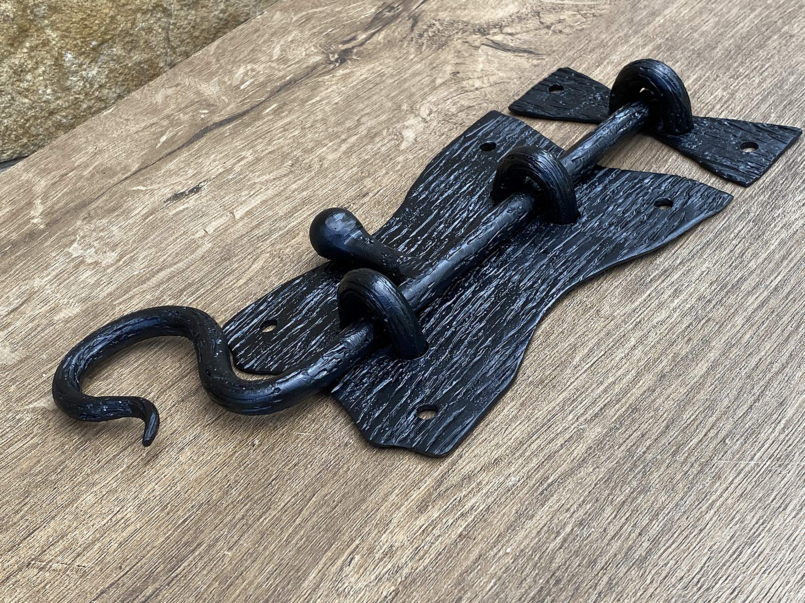 Sturdy Hand-Forged Door Latch & Slide Bolt - Heavy Duty Barn, Shed, and Gate Lock for Rustic Security - Perfect for Farmhouses, Storage Units, and Outdoor Buildings
