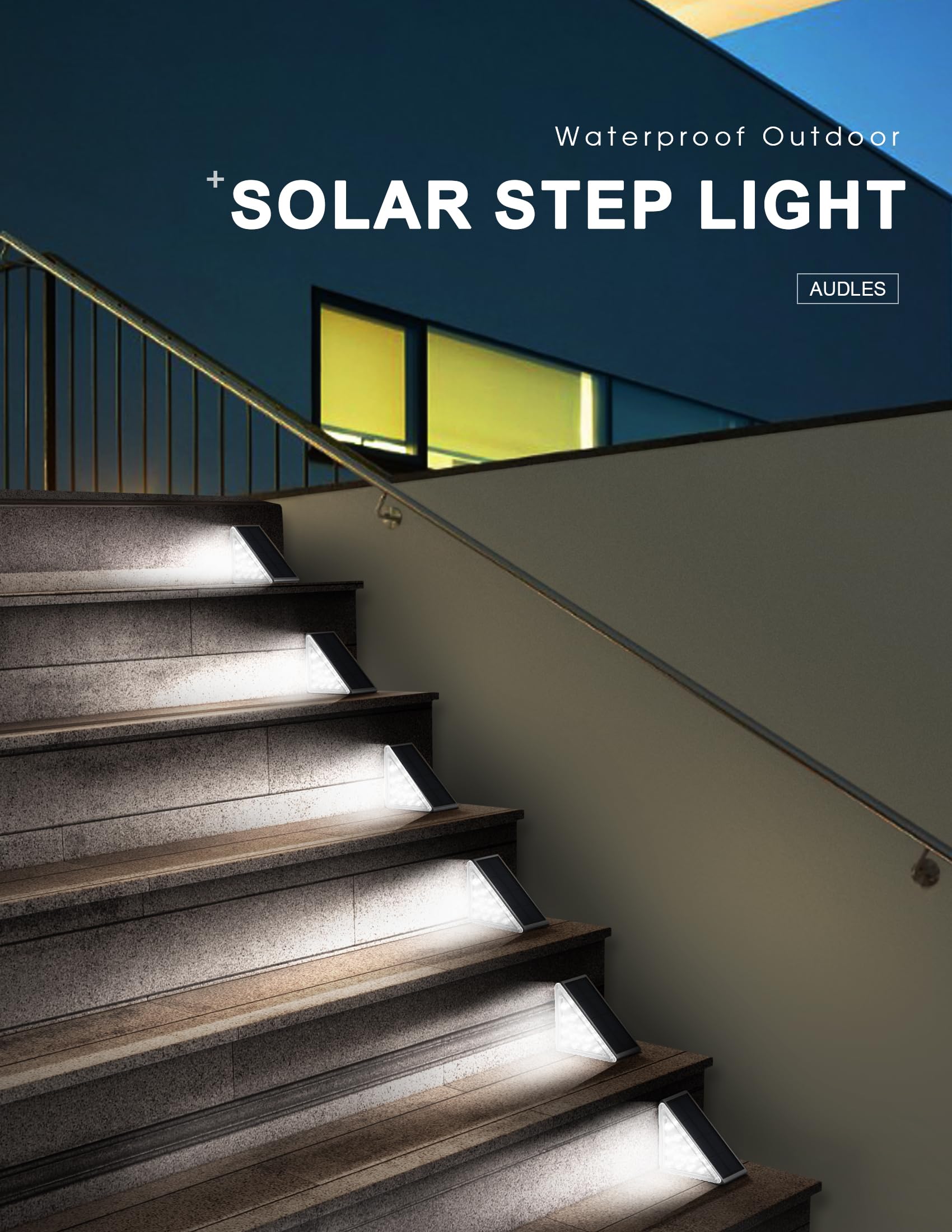 Solar Powered LED Step Lights - Waterproof IP67 Outdoor Stair Lighting for Yard, Patio, Garden, Walkway, Driveway & Porch (6 Pack) - Perfect for Nighttime Safety & Landscape Decoration