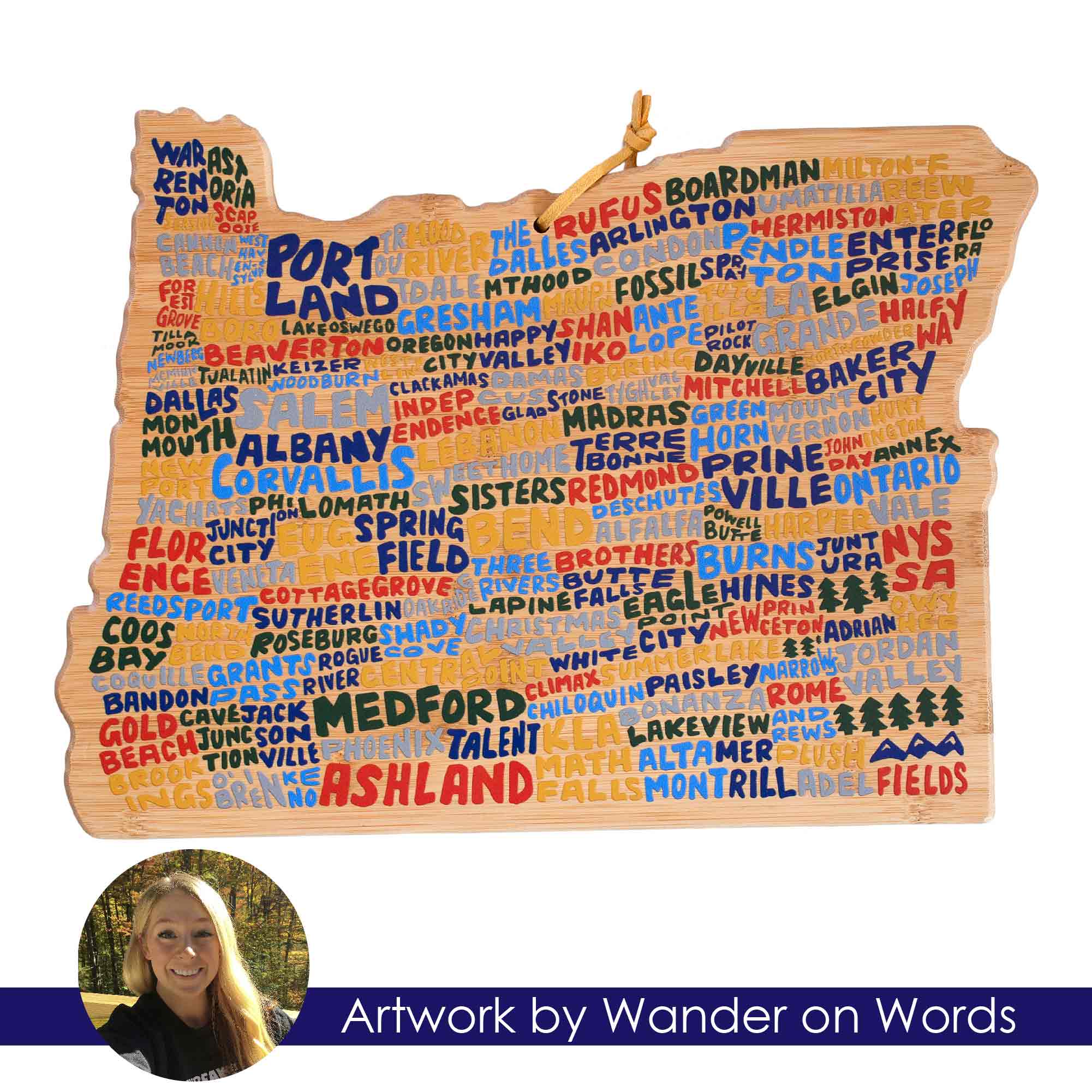 Premium Oregon Wood Cutting Board with Artistic Design by Wander on Words™ - Perfect for Kitchen, Charcuterie Boards & Home Decor