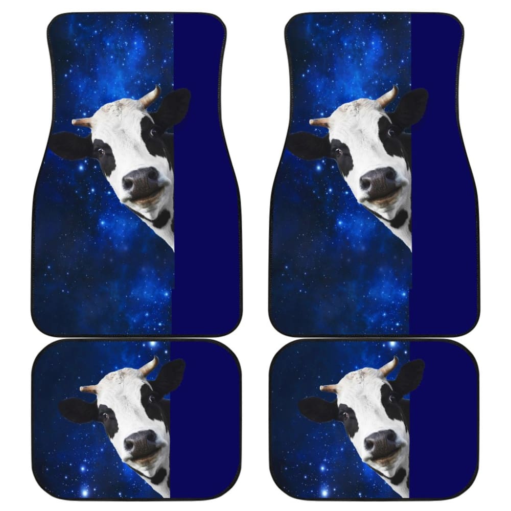 Premium Galaxy Cow Print Car Floor Mats - Non-Slip, Custom Fit for Most Vehicles - Perfect Gift for Car Enthusiasts & Cow Lovers - Great for Road Trips & Daily Commutes
