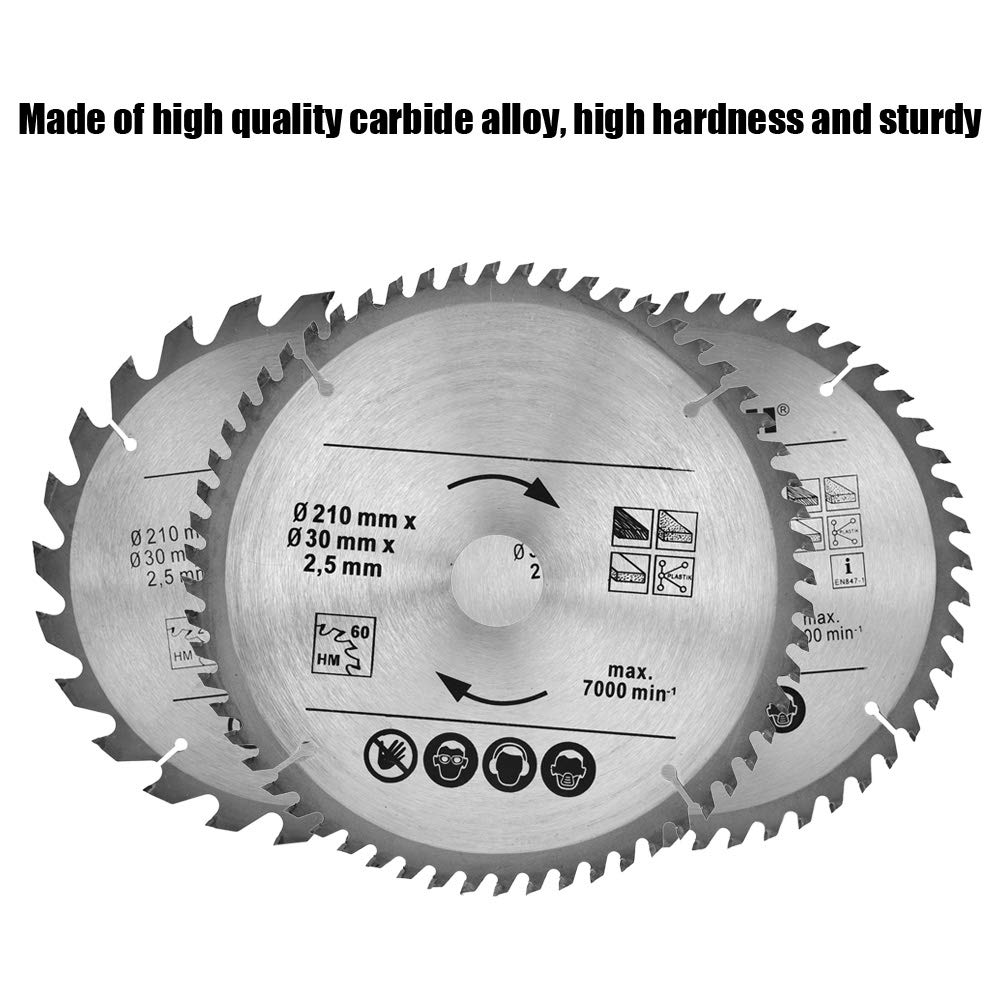 Premium 210mm Circular Saw Blades Set - 24T/48T/60T Multi-Tooth Saw Disc with 30mm Bore (3-Pack) - Perfect for Woodworking, Metal Cutting & DIY Projects