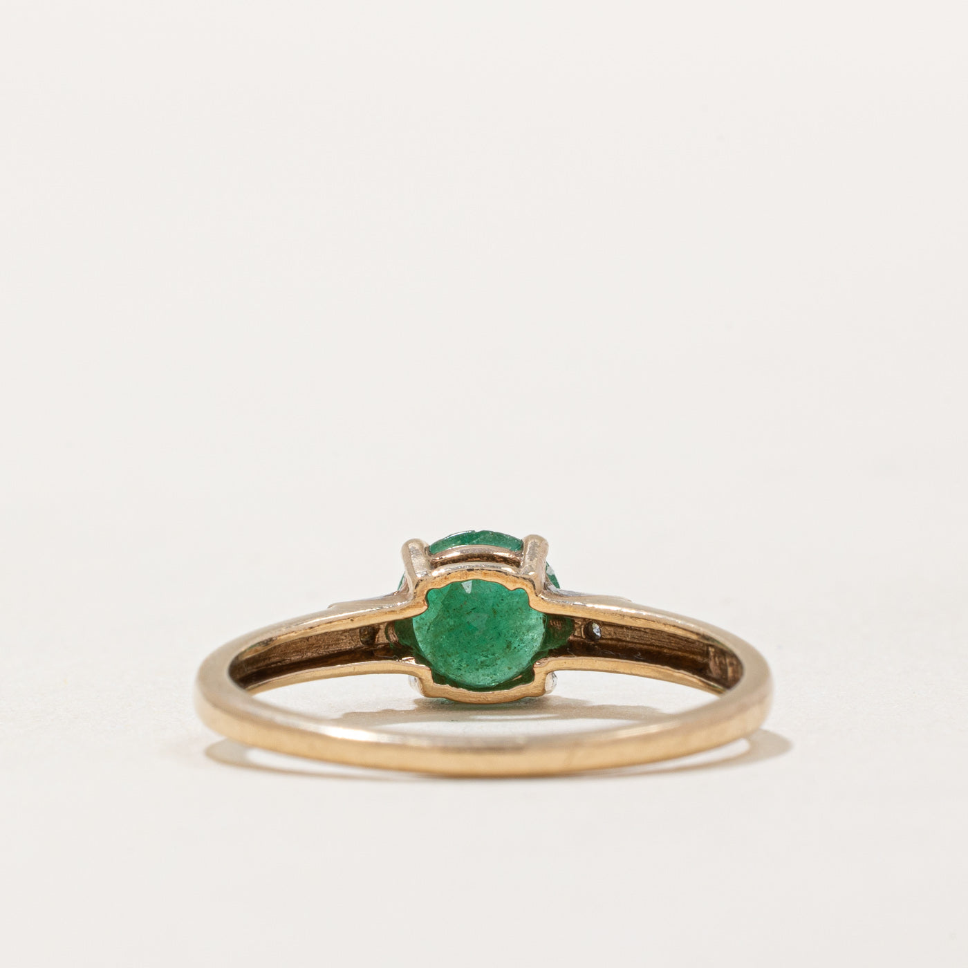 0.60ct Round Cut Emerald & Diamond Ring - 0.03ctw Total Weight - Size 7 - Elegant Engagement, Wedding, or Anniversary Jewelry Gift for Women
