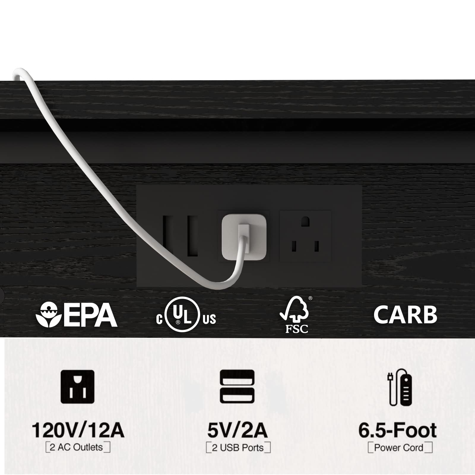 LIDYYK Modern C-Shaped End Table with Built-in Charging Station, Flip Top Design with USB Ports & Outlets, Multi-Functional Sofa Side Table with Storage Shelf - Perfect for Living Room, Bedroom, Office (Black) | Space-Saving Furniture for Small Spaces, Ideal for Holding Drinks, Books & Charging Devices