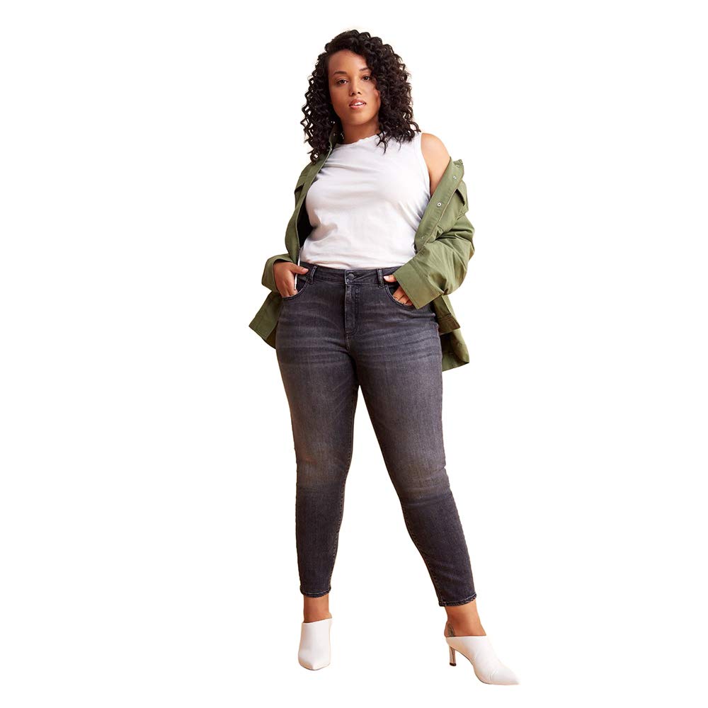 Warp + Weft JFK Plus Size Denim Jeans for Women - Stretchy Comfort Fit, High Waist, Skinny & Bootcut Styles - Perfect for Work, Travel & Casual Outings