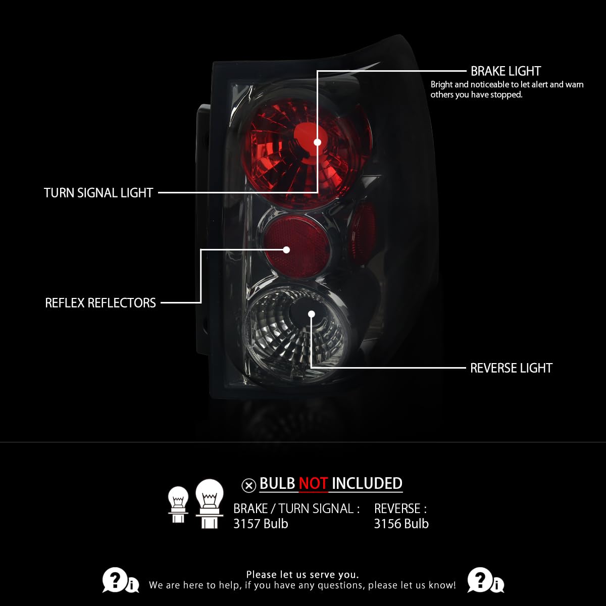 AUTOZENSATION Smoke Lens Tail Lights Compatible with 2003-2006 Ford Expedition - Left & Right Pair Assembly - Upgrade Your Truck's Rear Lighting for Enhanced Visibility & Style