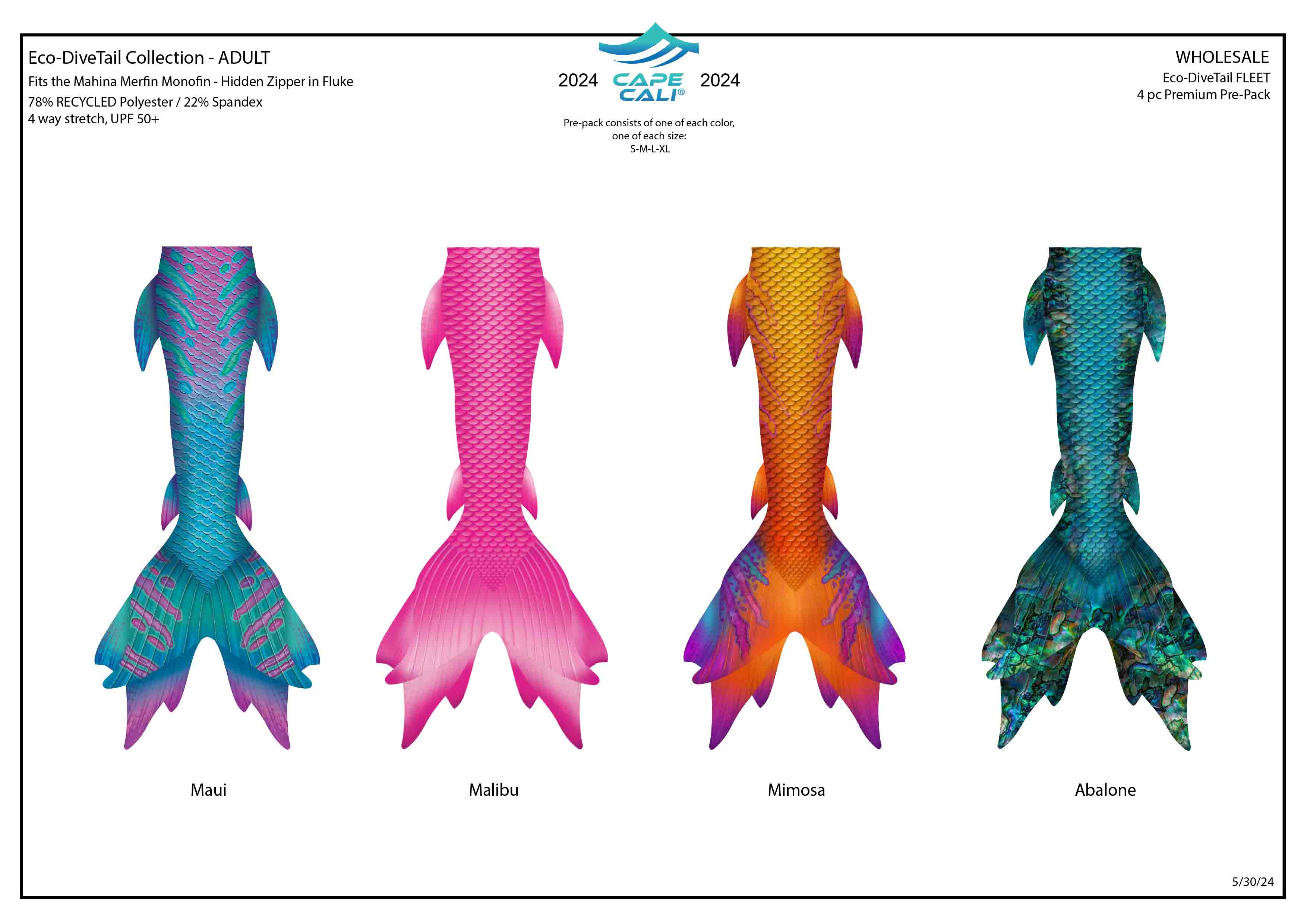 Wholesale 1.3 PrePack DiveTail 4-Piece Set - Perfect for Scuba Diving, Snorkeling, and Water Sports Accessories