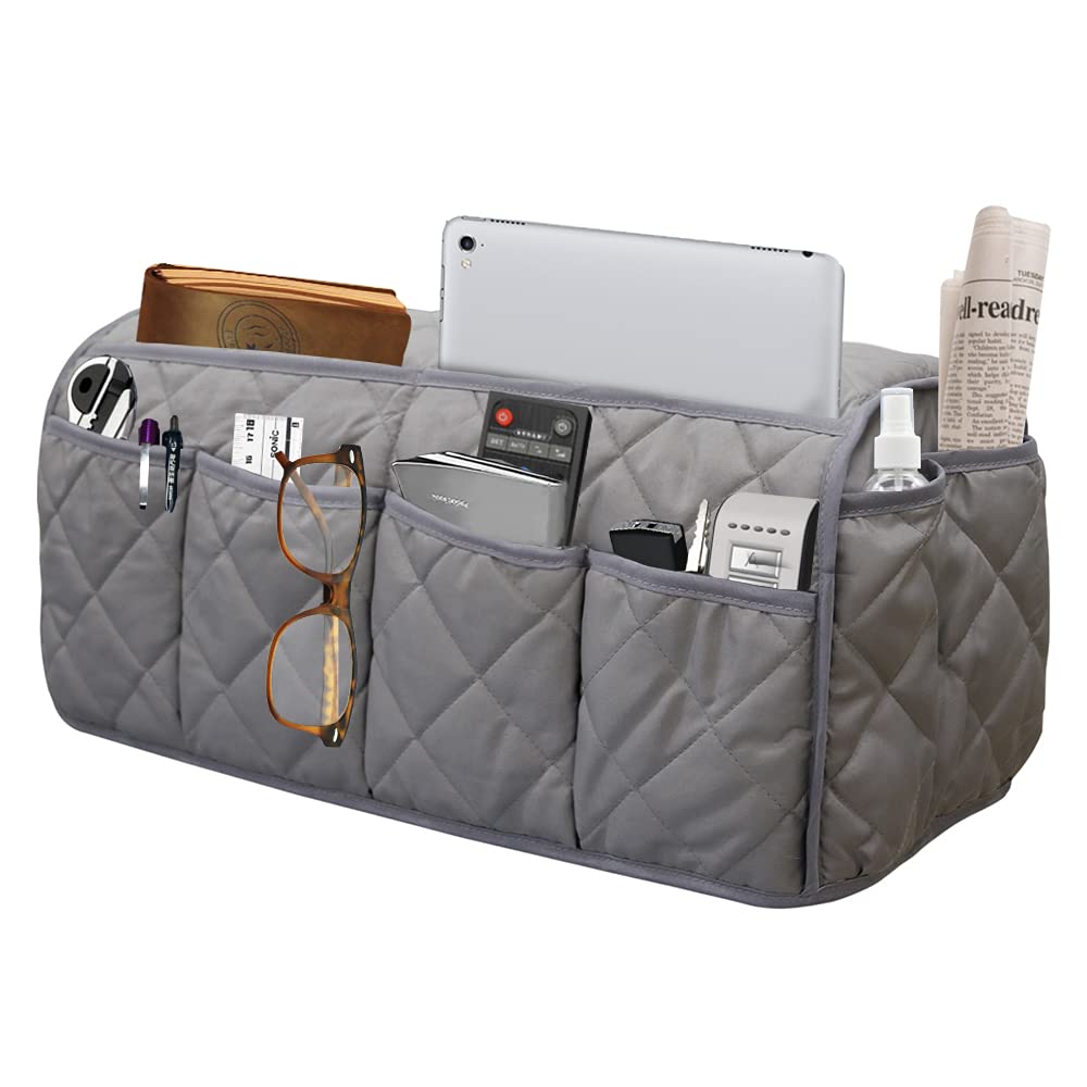 Waterproof Recliner Armrest Organizer with 14 Pockets - Non-Slip Sofa Caddy for TV Remotes, Books, Magazines & iPad - Perfect for Living Room, Home Theater & Relaxation