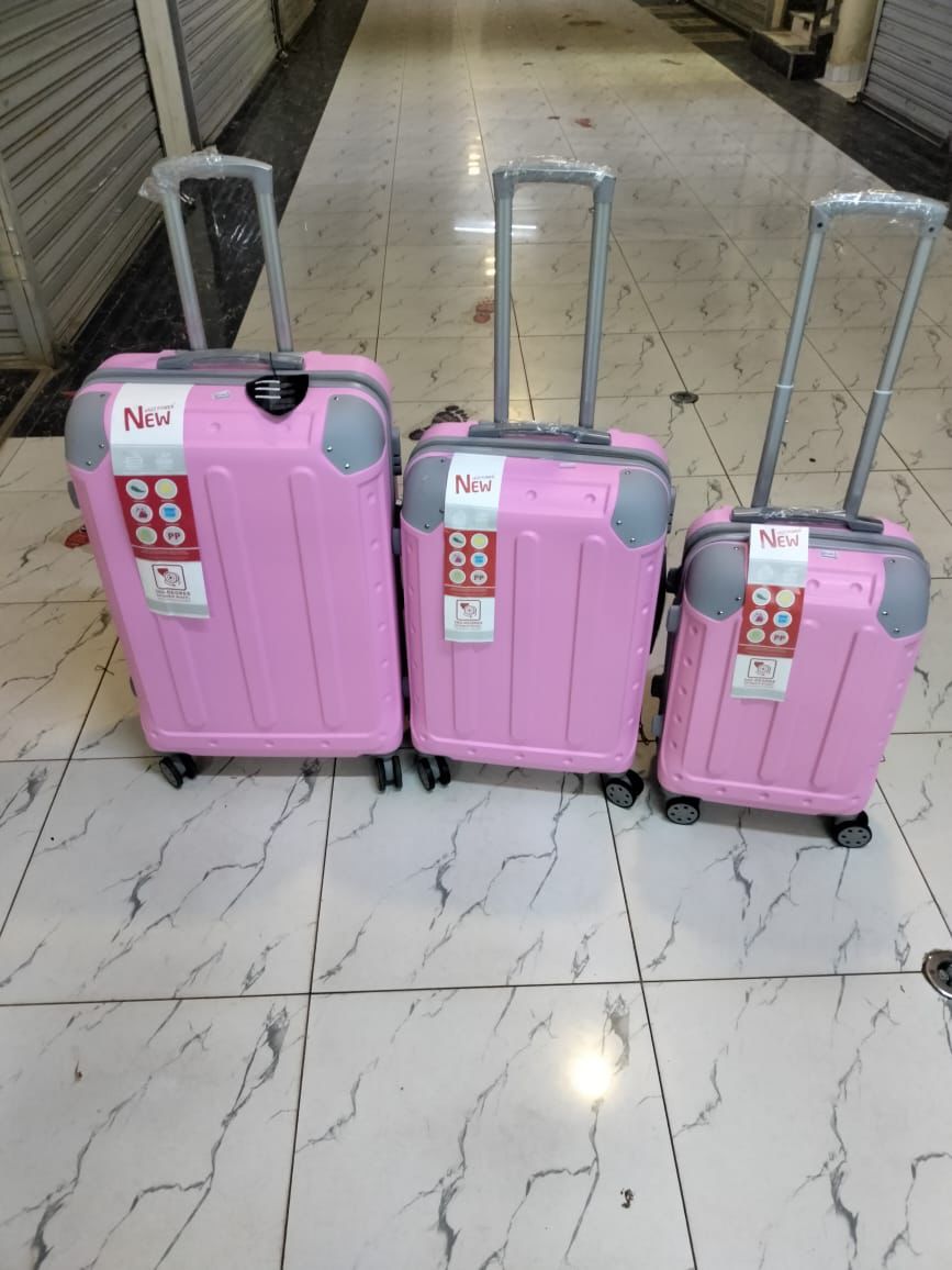 3-Piece Pink Rubber Suitcase Set - Lightweight, Durable & Spacious Luggage for Travel, Vacation & Business Trips