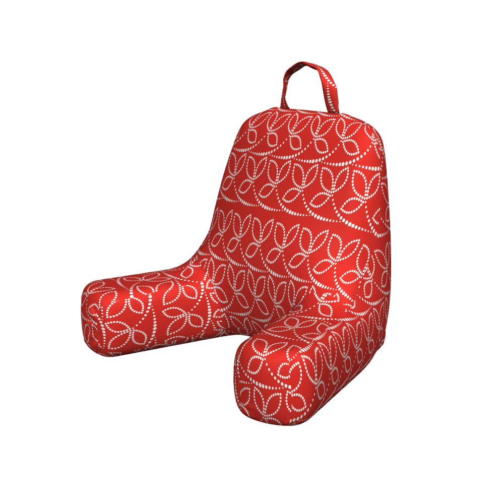 Ambesonne Moroccan Reading Pillow Cover - Vibrant Dot Pattern Leaf Design, Soft Fabric Bed Rest Case (Unstuffed), Small Size in Vermilion & White - Perfect for Reading, Lounging & Home Decor
