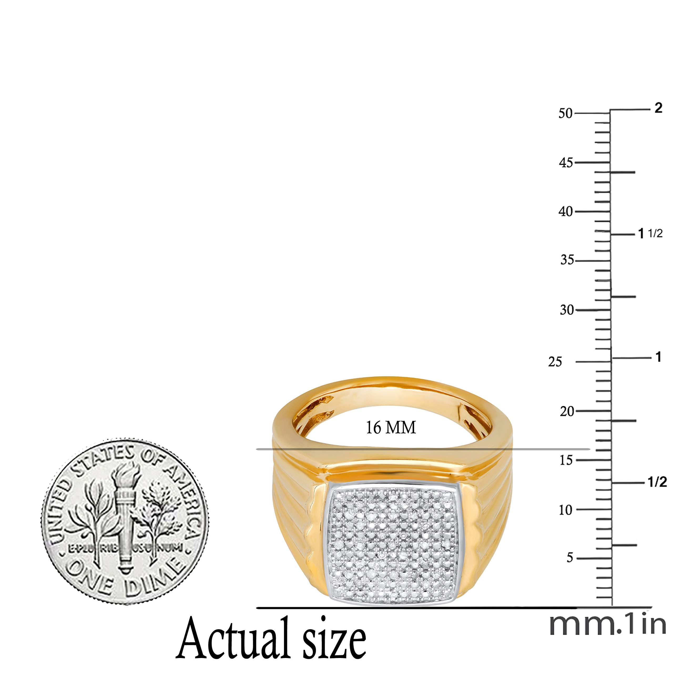 Dazzlingrock 0.12 Carat Round White Diamond Men's Wedding Band Ring - 14K Yellow Gold Plated Sterling Silver - Anniversary, Engagement & Promise Ring for Him - Perfect Gift for Husband, Boyfriend or Fiancé