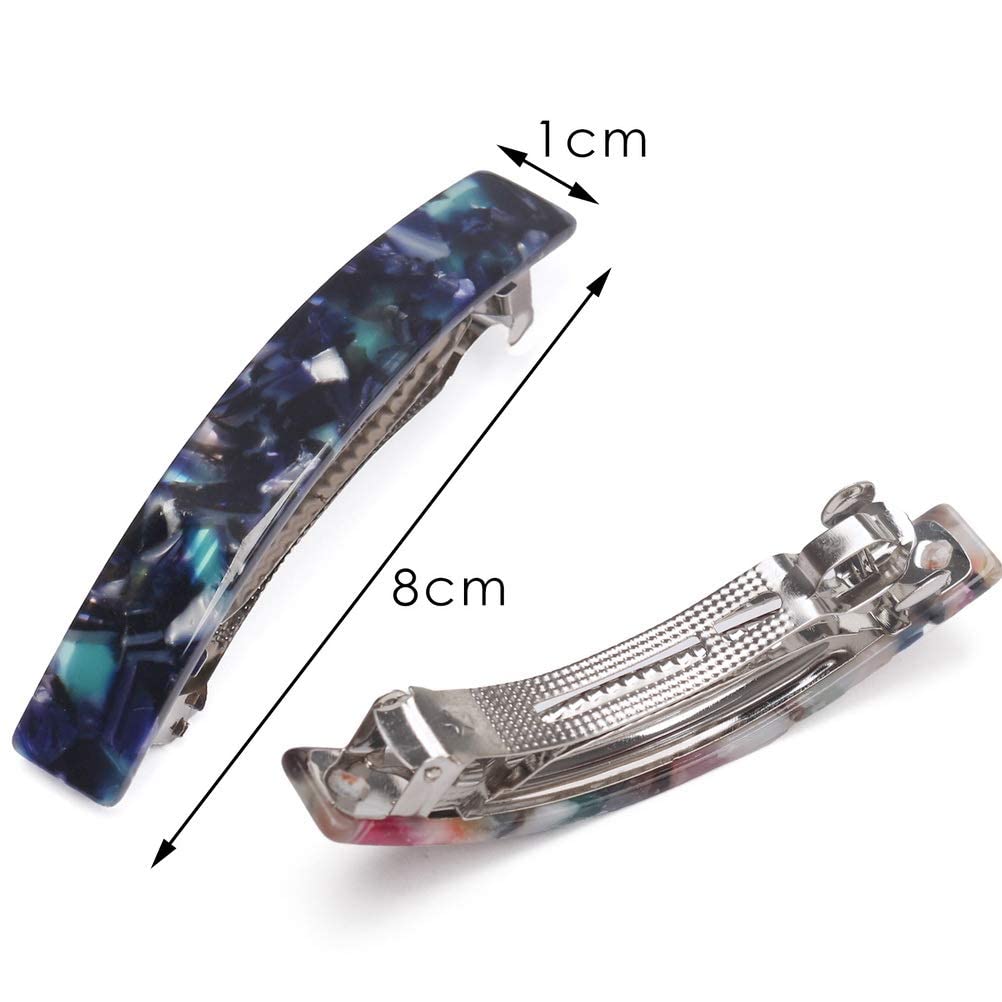 3Pcs Tortoise Shell Hair Clips - Acetate & Acrylic French Hair Barrettes for Women - Automatic Hair Clips for Ladies - Perfect for Office, Weddings & Everyday Styling