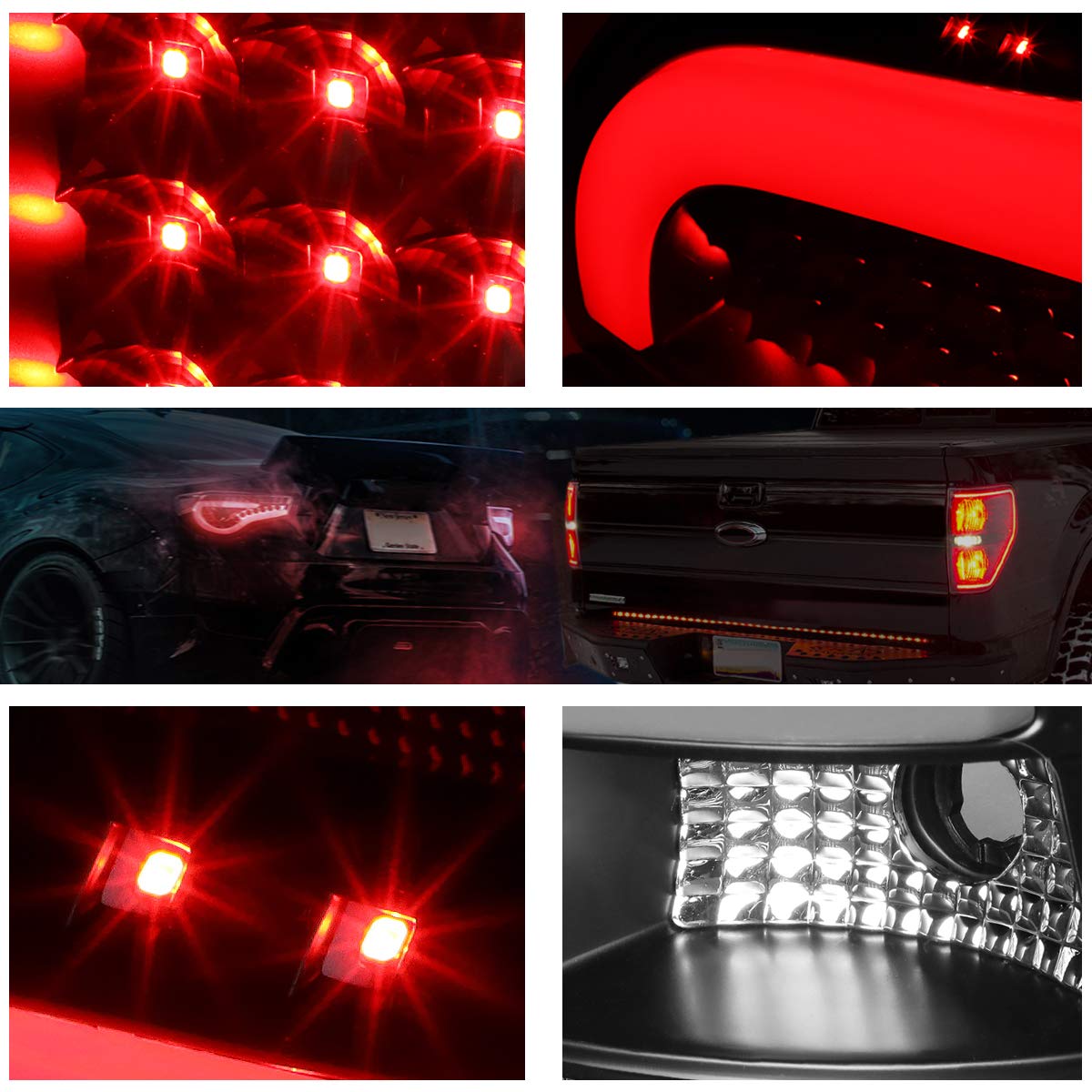 PM PERFORMOTOR 3D LED Tube Bar Tail Lights Brake Lamps Assembly - Compatible with Toyota Tacoma 2005-2015 (Black Housing/Clear Lens) - Enhanced Visibility & Style for Off-Roading & Night Driving