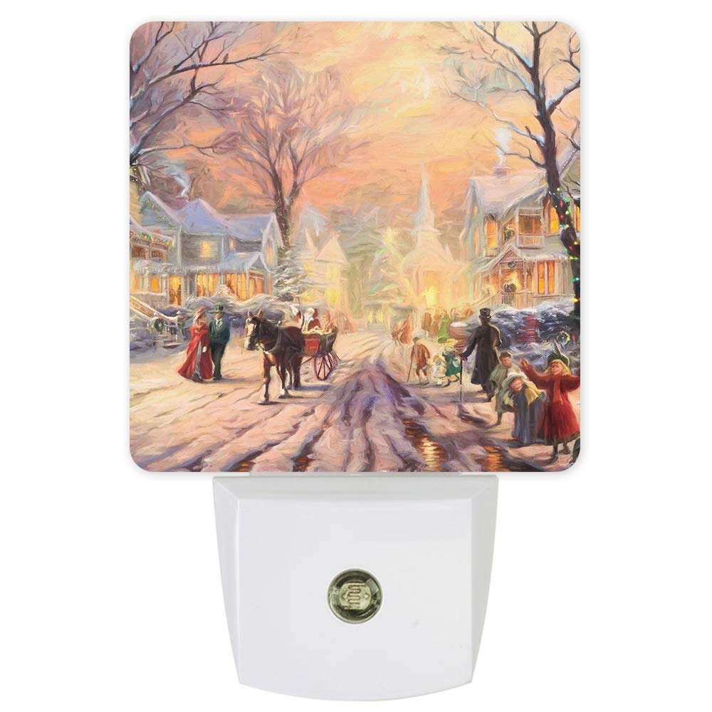 LED Night Light Plug-in with Dusk-to-Dawn Sensor - Christmas Santa Claus Carriage Decor for Kids, Bedroom, Nursery, Bathroom, Hallway & Stairs | Perfect for Nighttime Safety, Holiday Decor & Cozy Home Ambiance