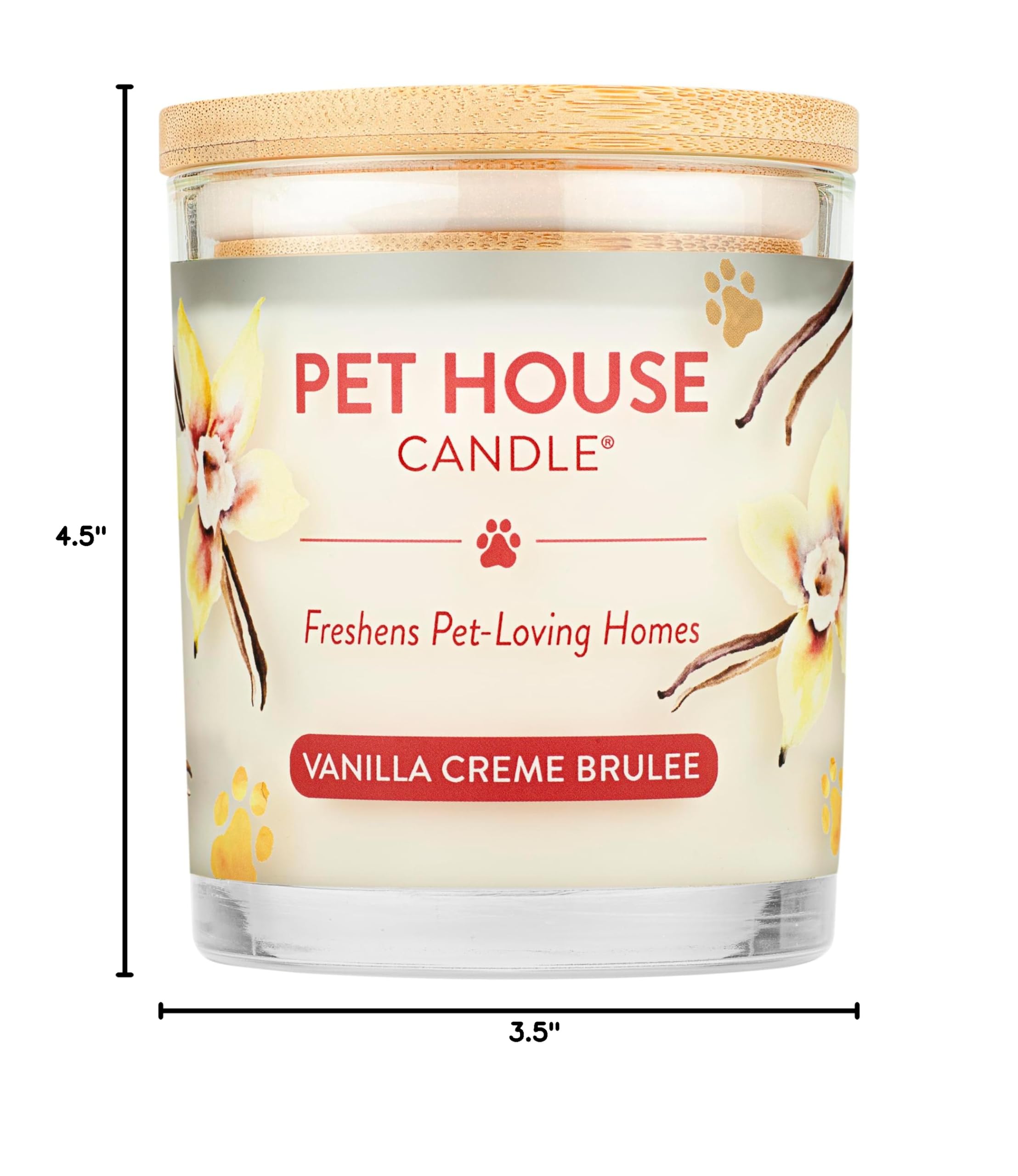 One Fur All Pet House Soy Candle - Clean Burning Vanilla Crème Brulee Scented Candle for Home | Long Lasting Pet Odor Eliminator | Perfect for Living Rooms, Bedrooms & Pet Areas