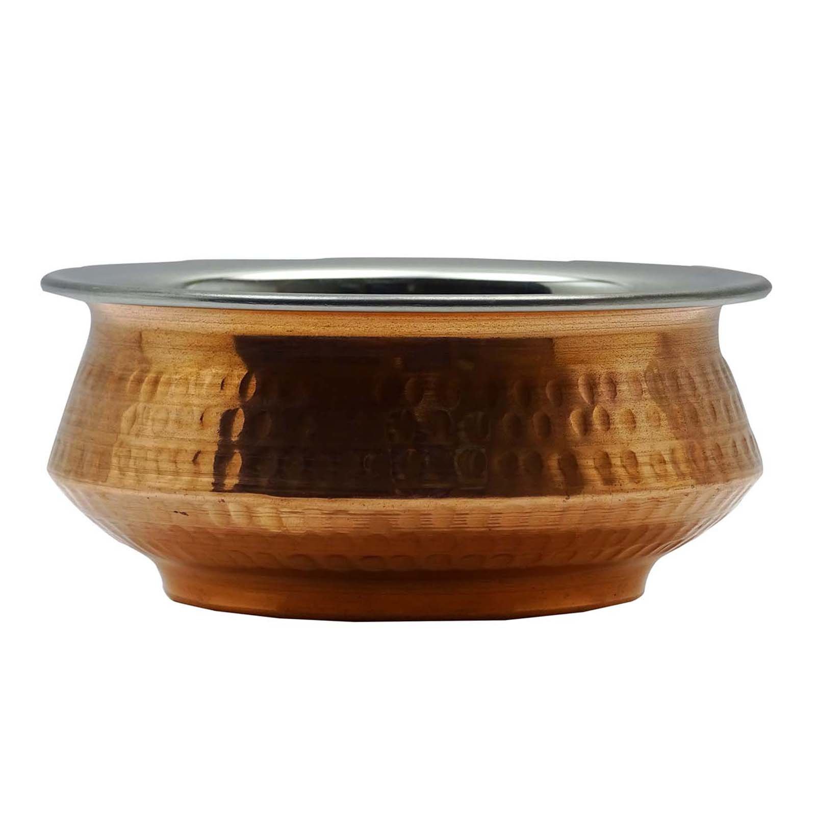 Traditional Indian Copper Medium Serving Handi - Handcrafted Copper Cookware for Indian Cuisine - Perfect for Serving Curries, Biryani & Traditional Dishes at Home or Restaurants