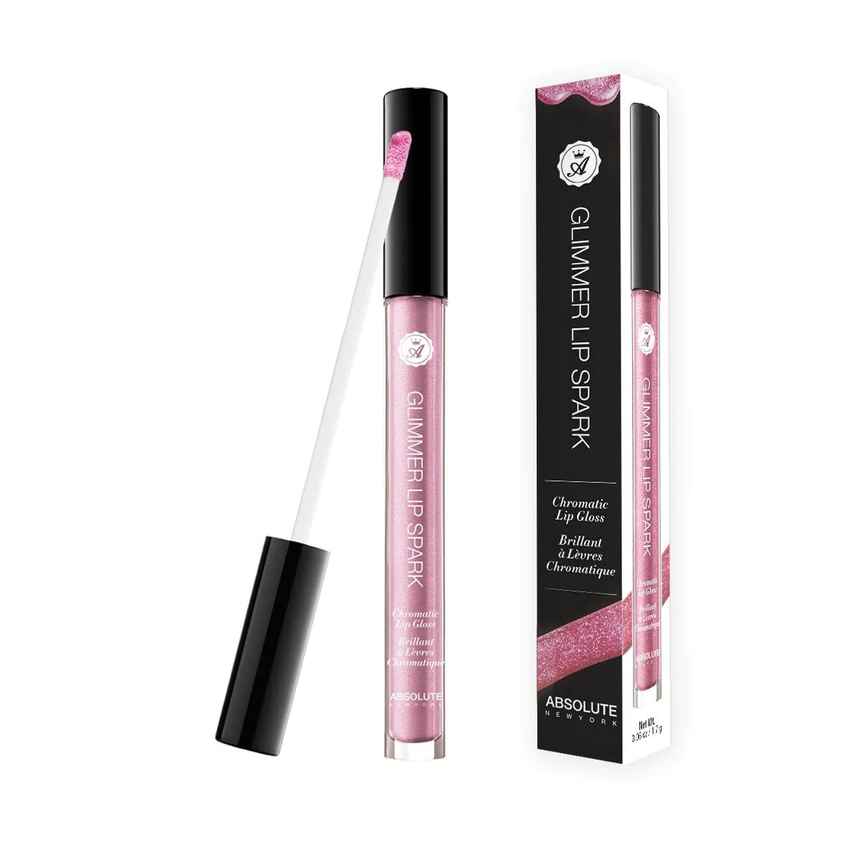 Absolute New York Glimmer Lip Spark in Rose Quartz - Shimmering Lip Gloss for Everyday Wear & Special Occasions