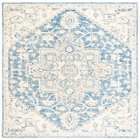 Hand Woven Blue & Ivory Wool Area Rug - Traditional Persian Style, Soft & Durable - Perfect for Living Room, Bedroom, or Office Decor