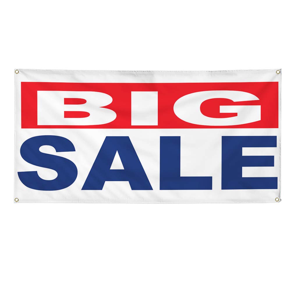 Vinyl Banner - Heavy Duty Weatherproof Outdoor Sign (48x96 Inches) with 8 Grommets - Red & Blue Business, Industrial & Yard Signs - Perfect for Advertising, Events, Construction Sites & More