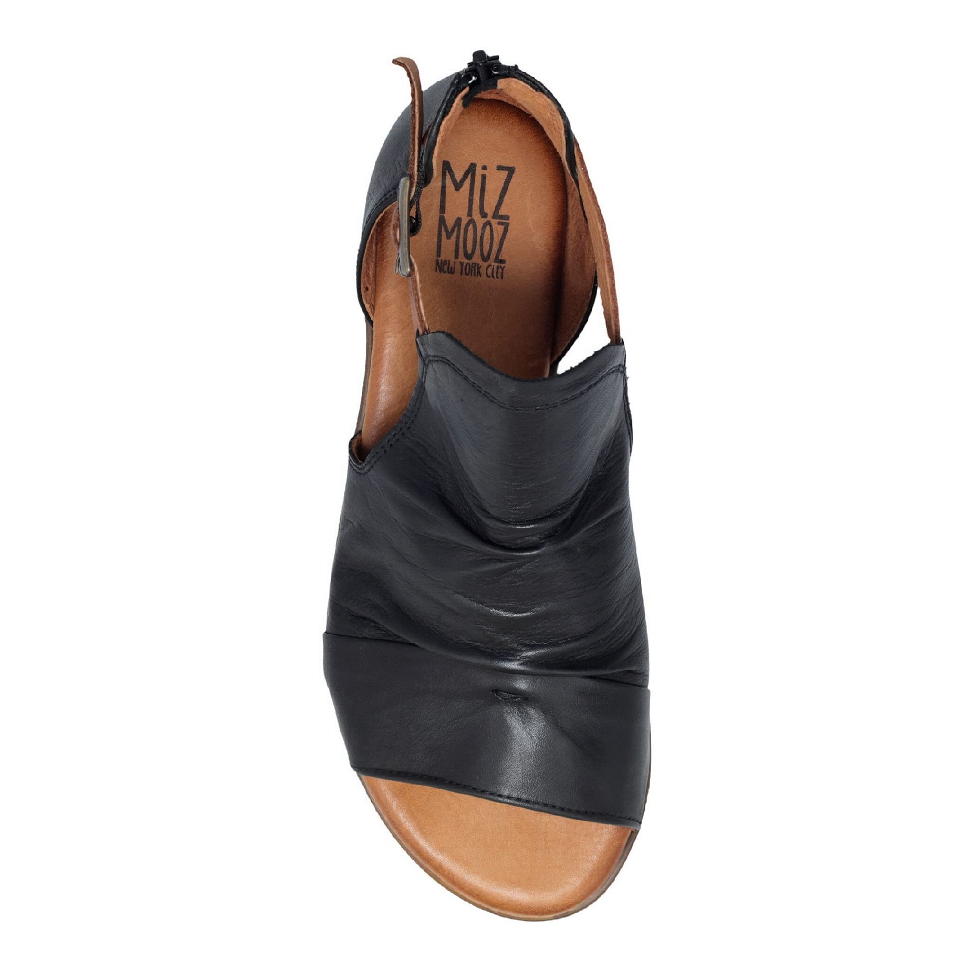 Miz Mooz Dipper Women's Leather Sandals with Buckle & Open Sides - Comfortable Peep Toe Summer Sandals for Casual Wear, Beach, and Outdoor Activities