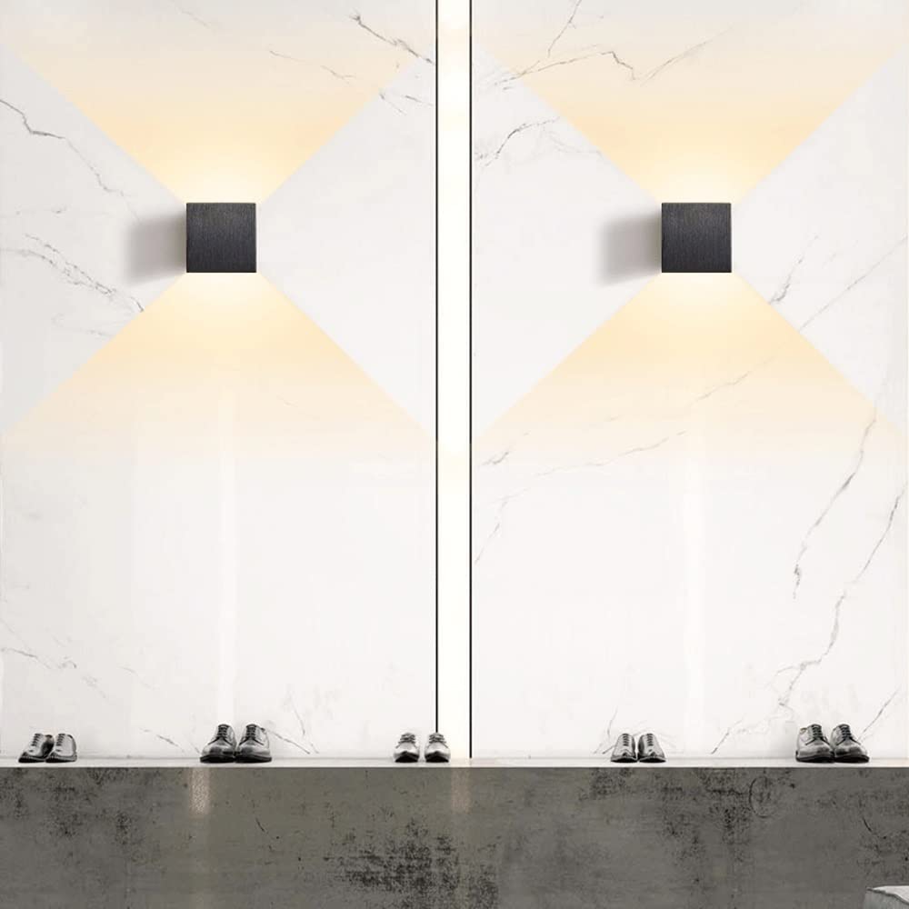 Modern LED Wall Sconce Light Fixture - 6W Warm White 3000K Up/Down Lighting - Waterproof Aluminum Indoor/Outdoor Wall Lamp for Living Room, Bedroom, Hallway - Perfect for Ambient Lighting and Home Decor