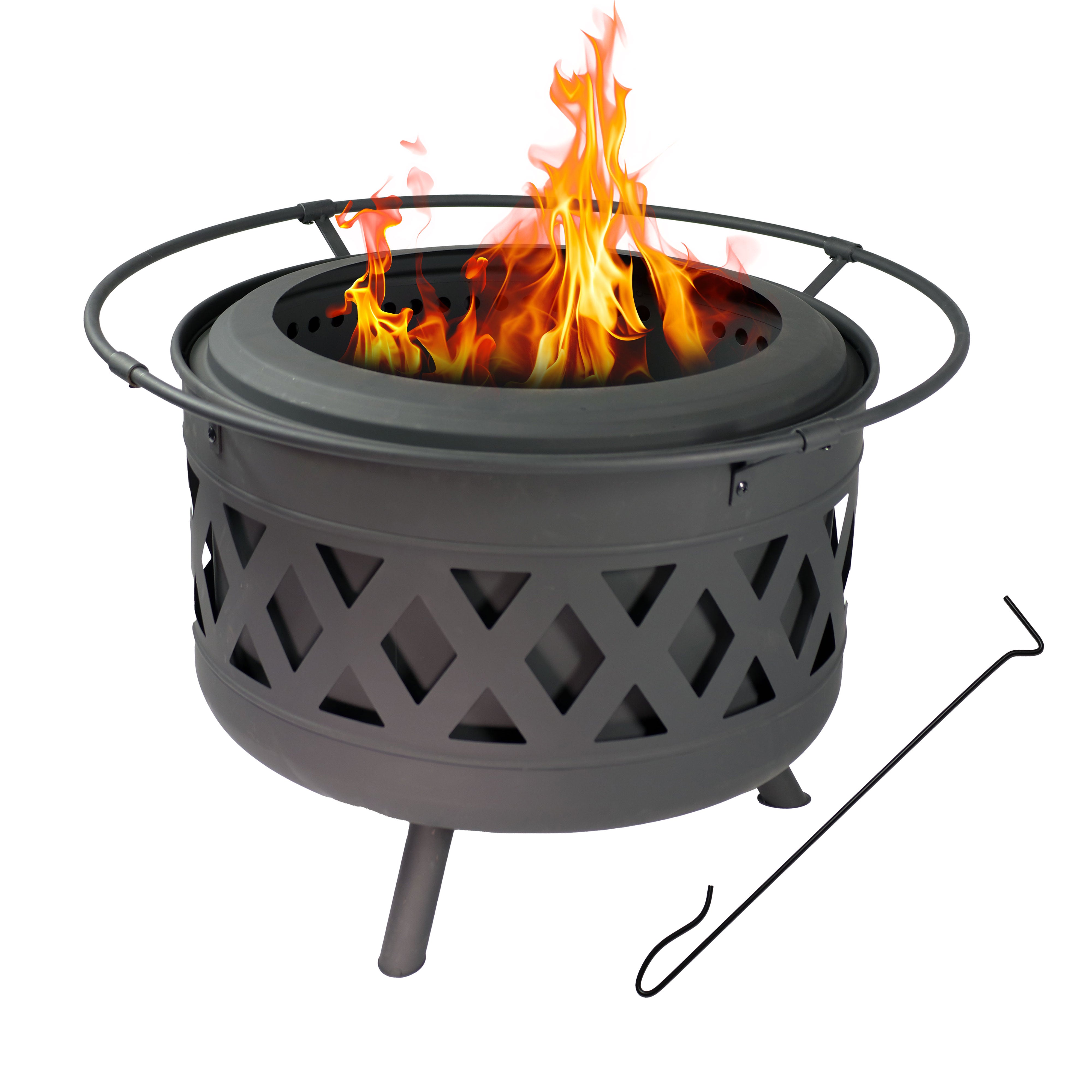 Sunnydaze Crossweave Outdoor Smokeless Fire Pit - 30 Inch Steel Wood Burning Fire Bowl for Backyard, Patio, Camping & Garden Gatherings