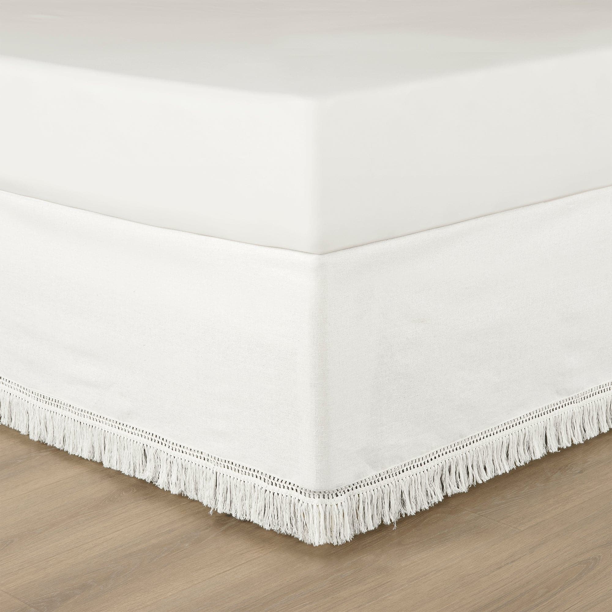 Boho Fringe 15 Inch Tailored Drop Easy Fit Bed Skirt - Stylish & Comfortable Bedroom Decor for Boho Chic, Farmhouse & Modern Homes