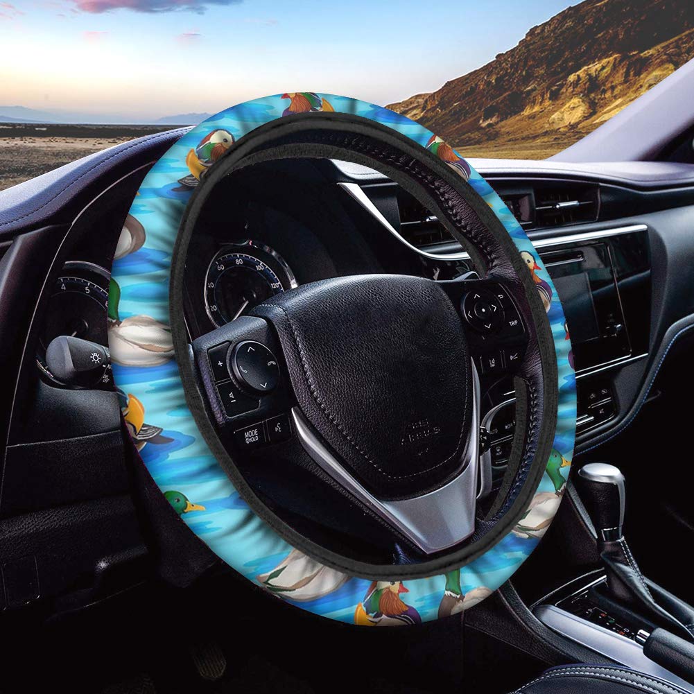 Dreaweet Duck Printed Car Steering Wheel Cover - Durable, Breathable, Non-Slip Universal 15 Inch Steering Wheel Cover for Men & Women - Perfect for Daily Commute, Road Trips & Car Decor