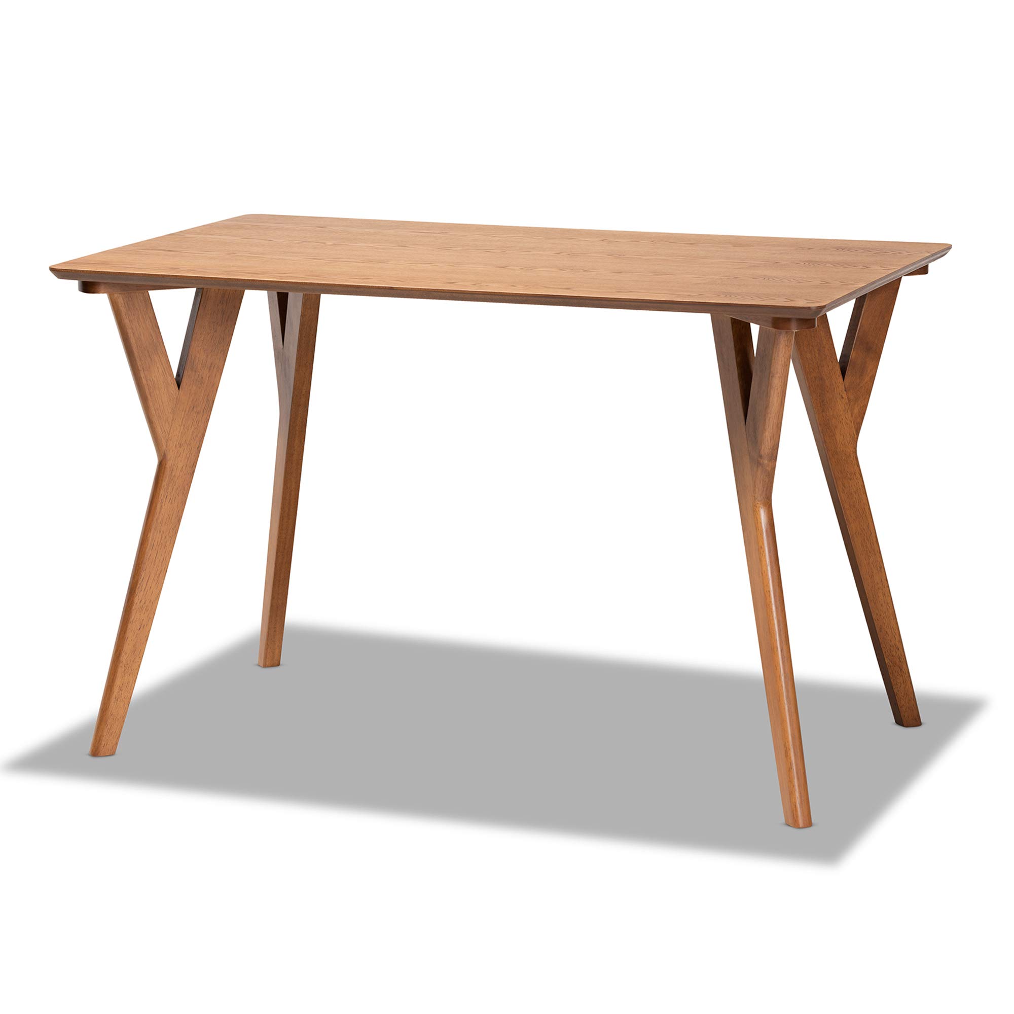 Baxton Studio Sahar Mid-Century Modern Walnut Brown Wood Dining Table - Stylish & Durable for Home, Kitchen, Dining Room & Office